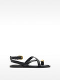 Sandalias De Piel Con Tiras Detalle Metálico