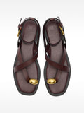 Sandalias De Piel Con Tiras Detalle Metálico