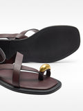 Sandalias De Piel Con Tiras Detalle Metálico