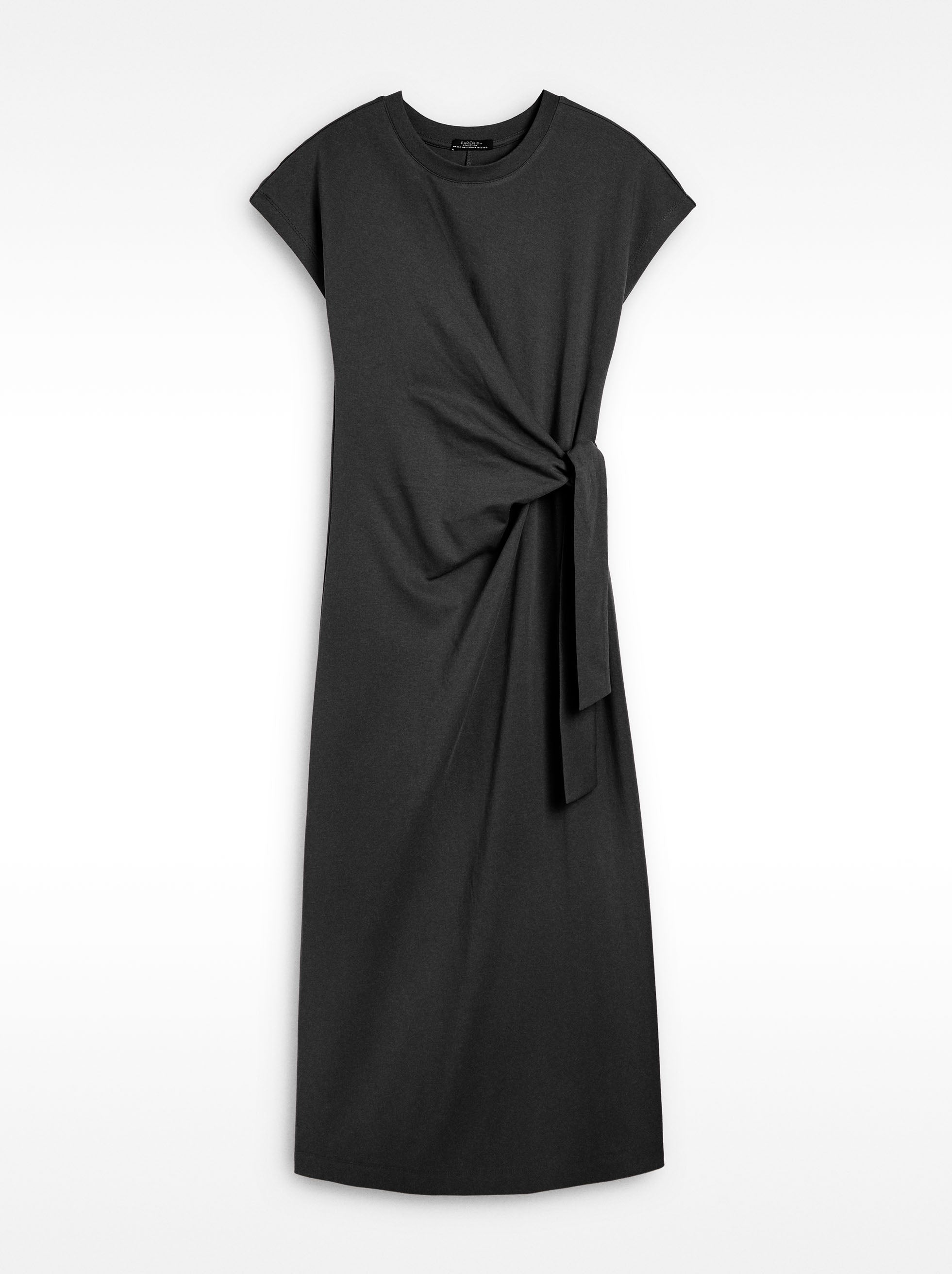 Vestido Drapeado Con Lazo