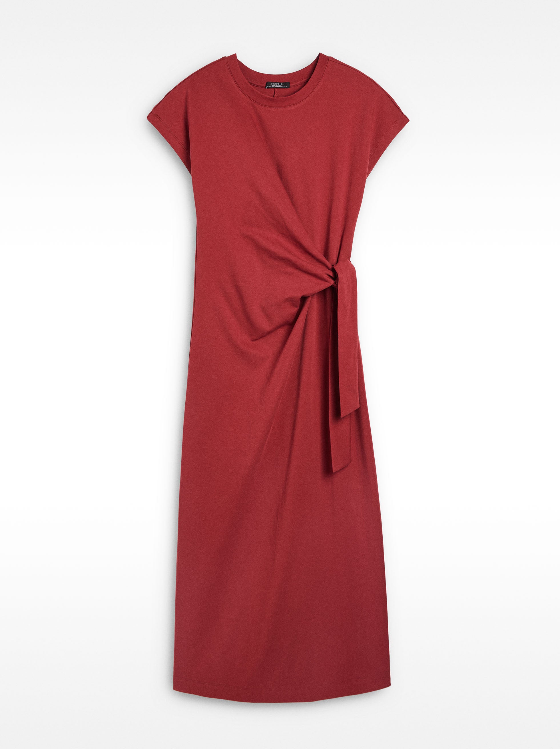 Vestido Drapeado Con Lazo