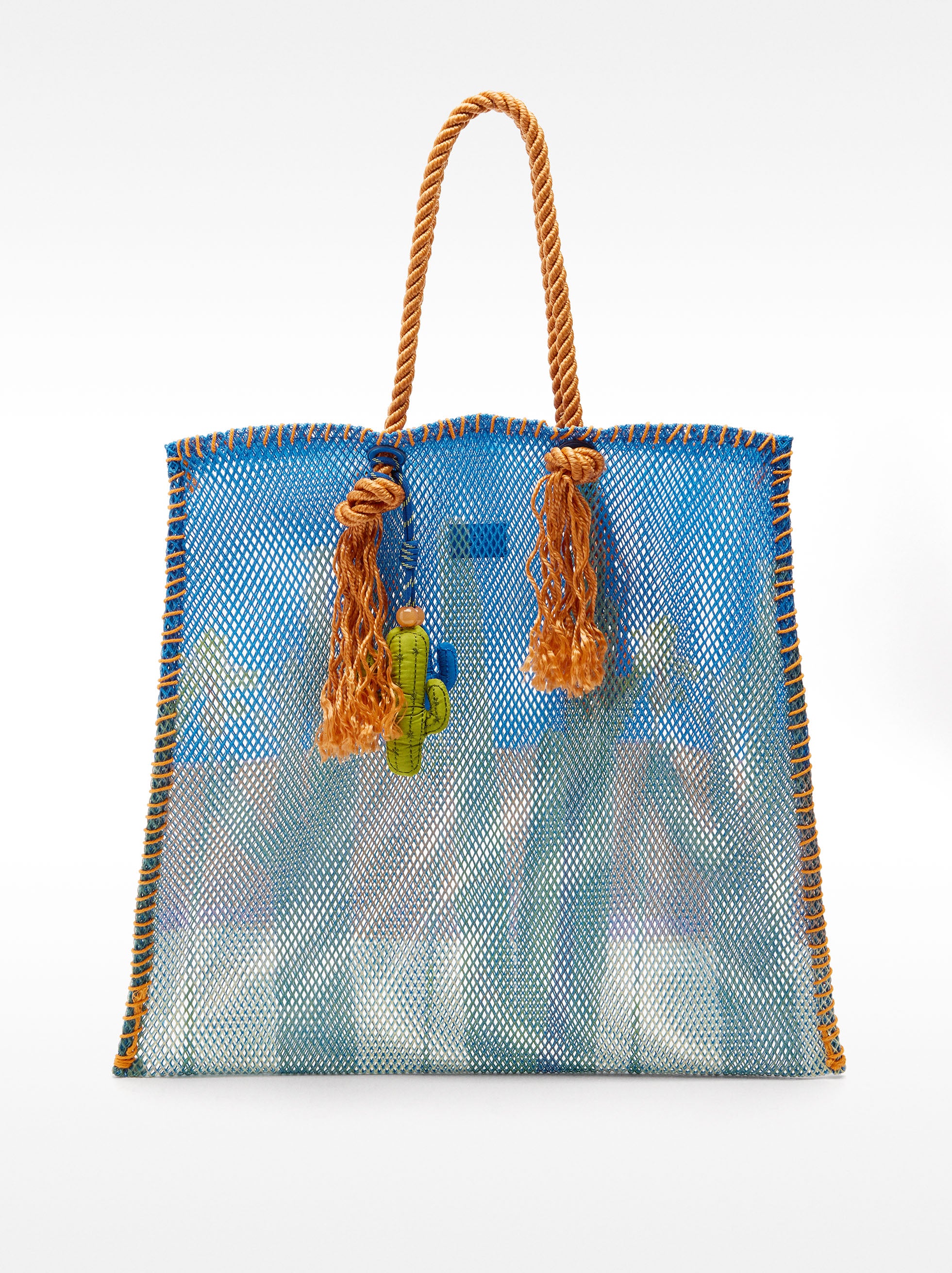 Bolso Shopper De Rejilla Con Estampado
