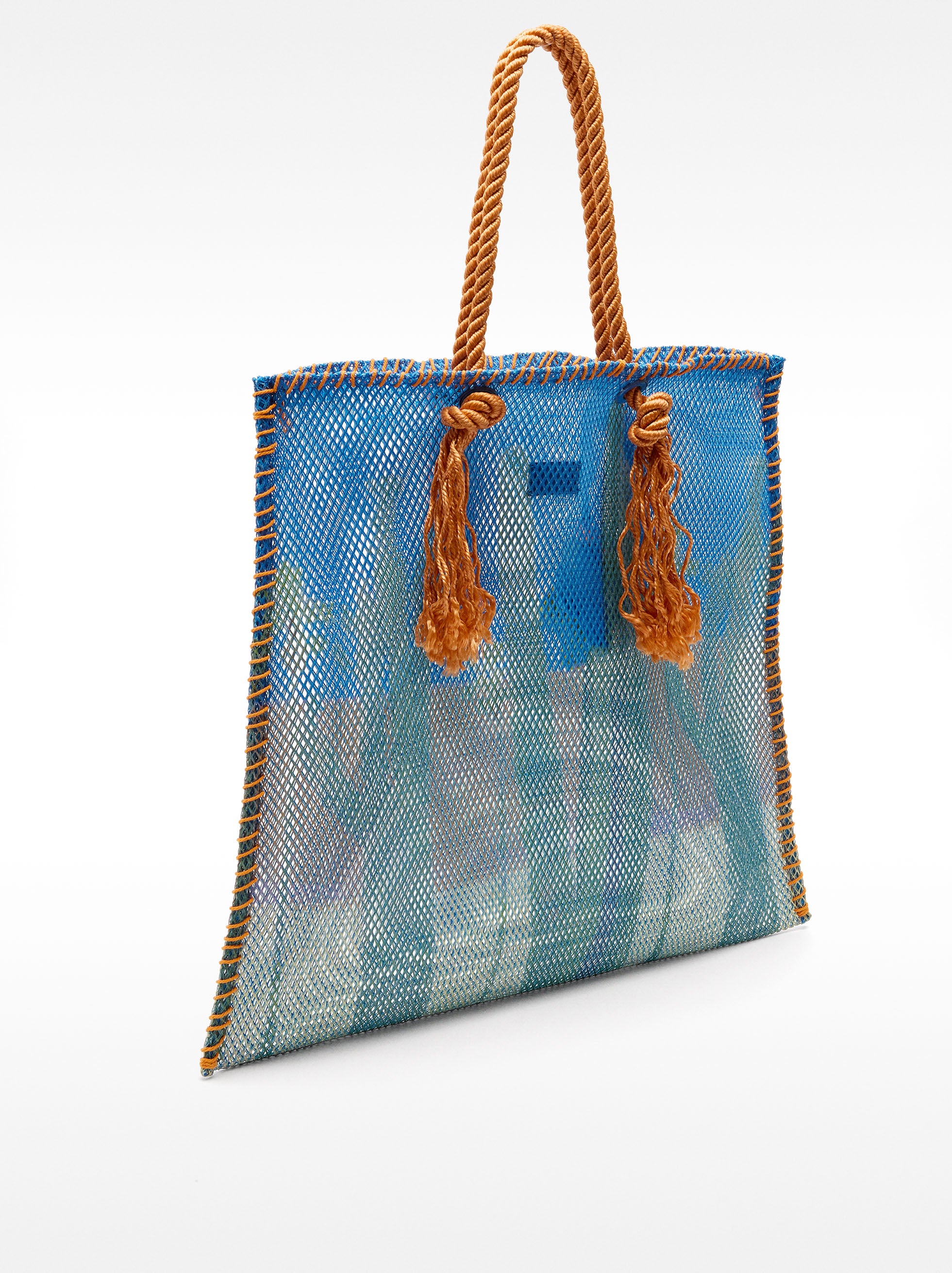 Bolso Shopper De Rejilla Con Estampado