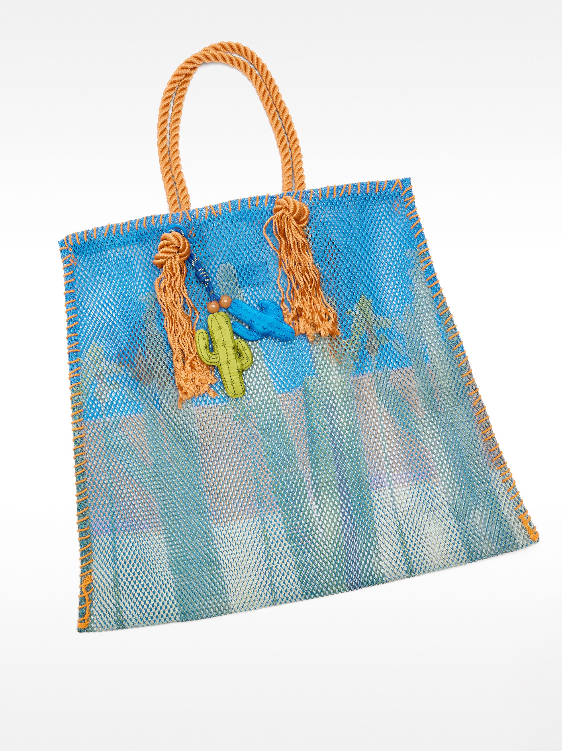 Bolso Shopper De Rejilla Con Estampado