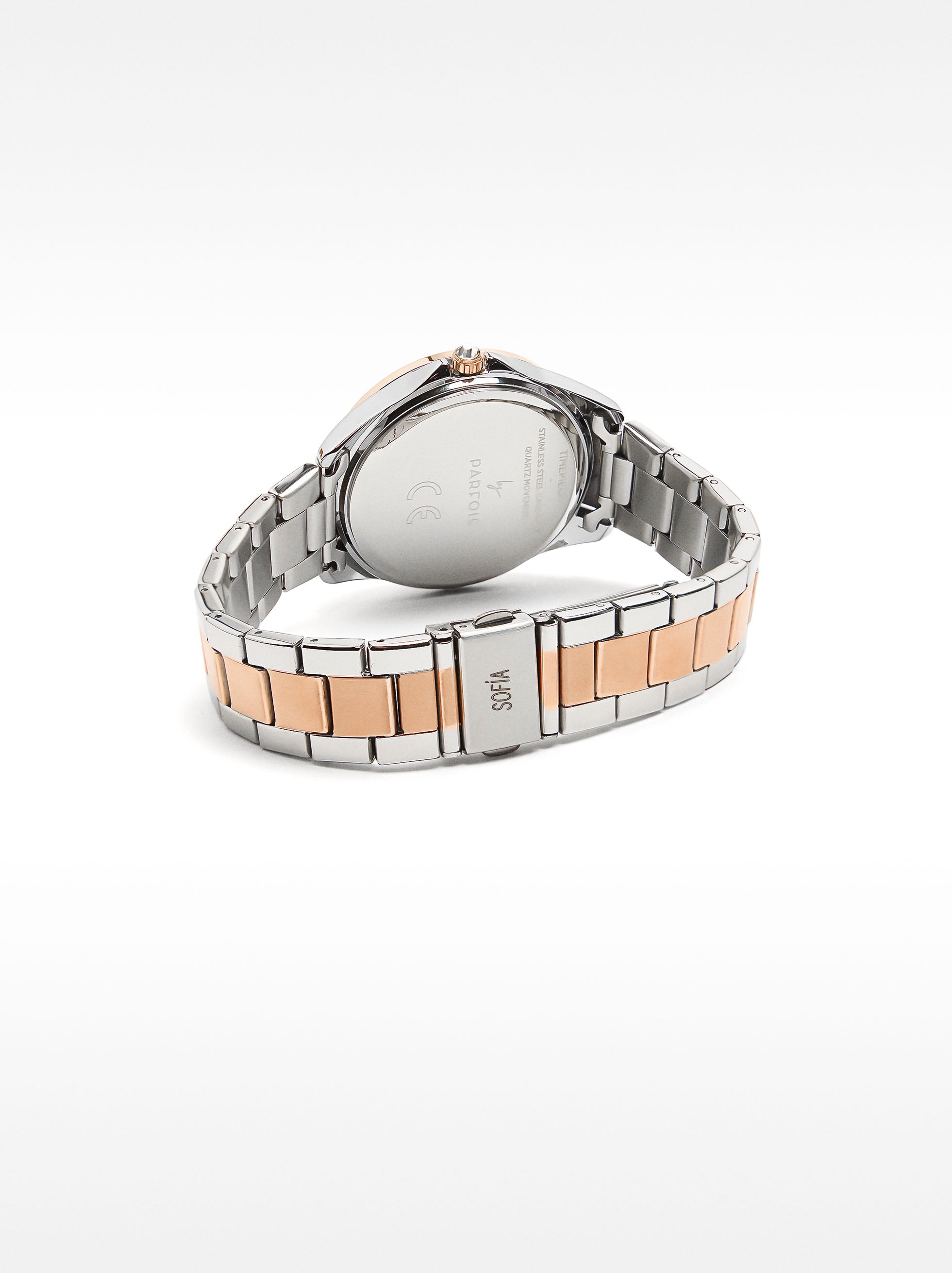 Reloj De Pulsera De Acero Inoxidable Bicolor