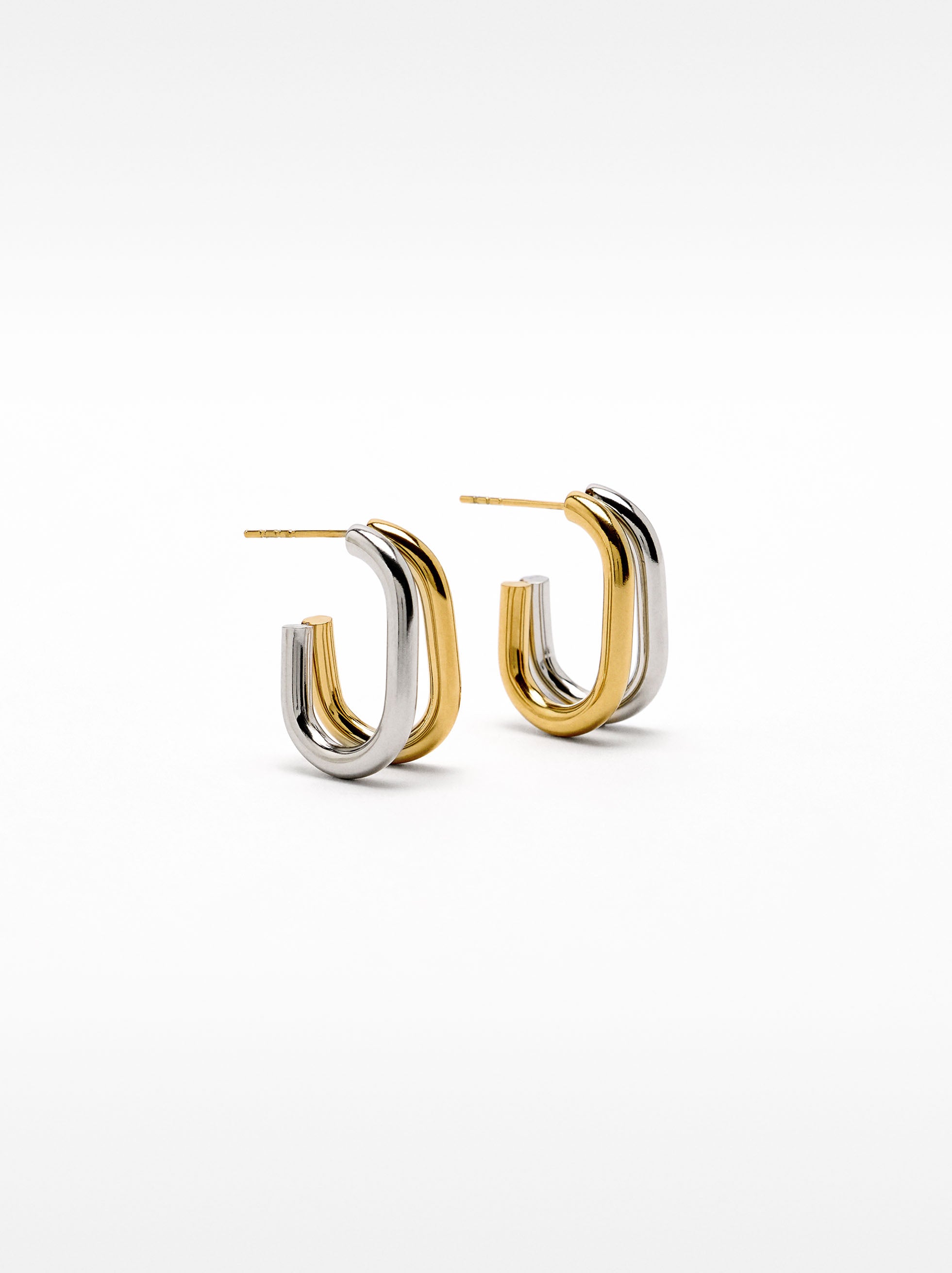 Aretes Abiertos Bicolor - Acero Inoxidable