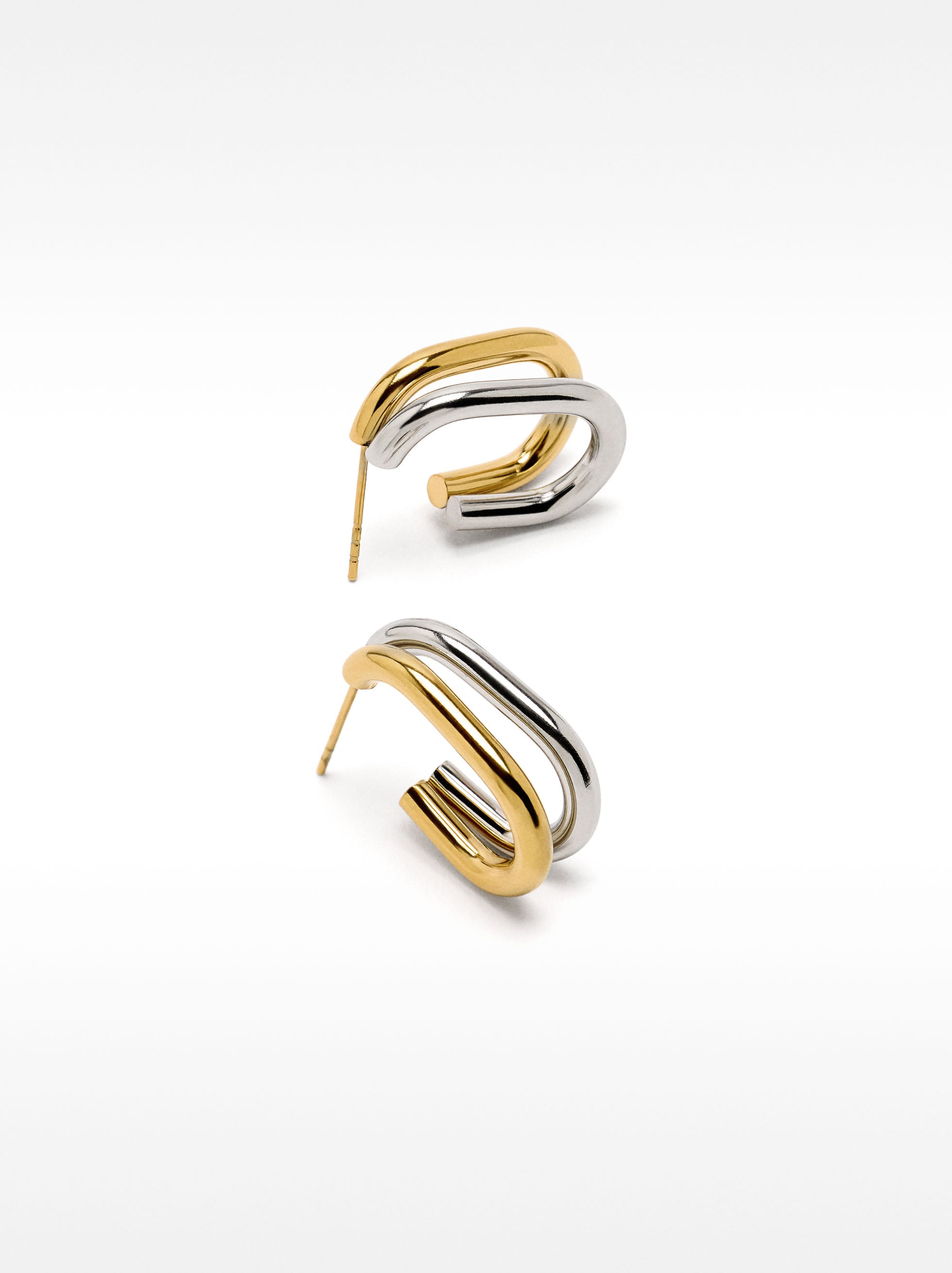 Aretes Abiertos Bicolor - Acero Inoxidable