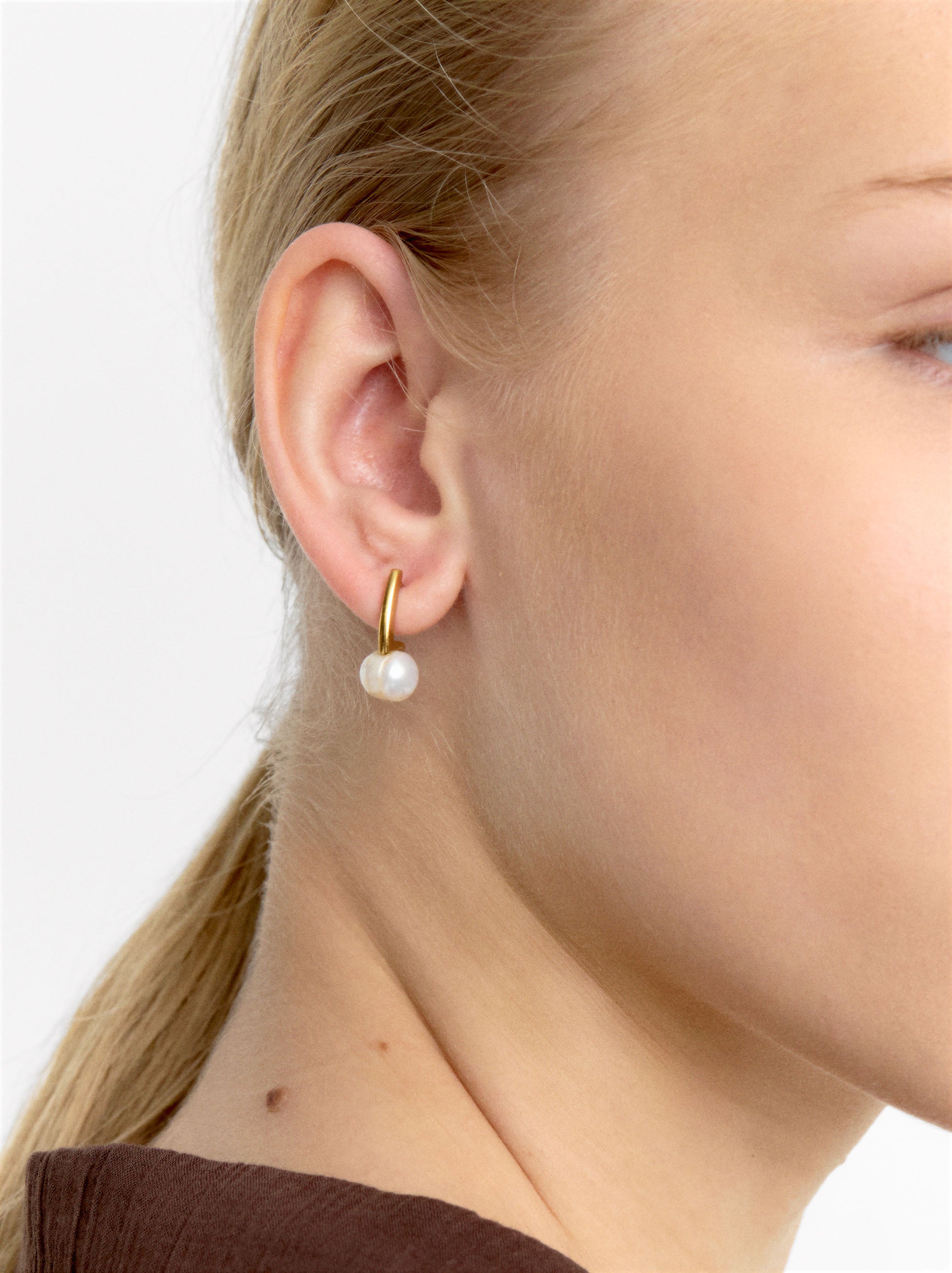 Aretes De Perlas De Agua Dulce - Acero Inoxidable