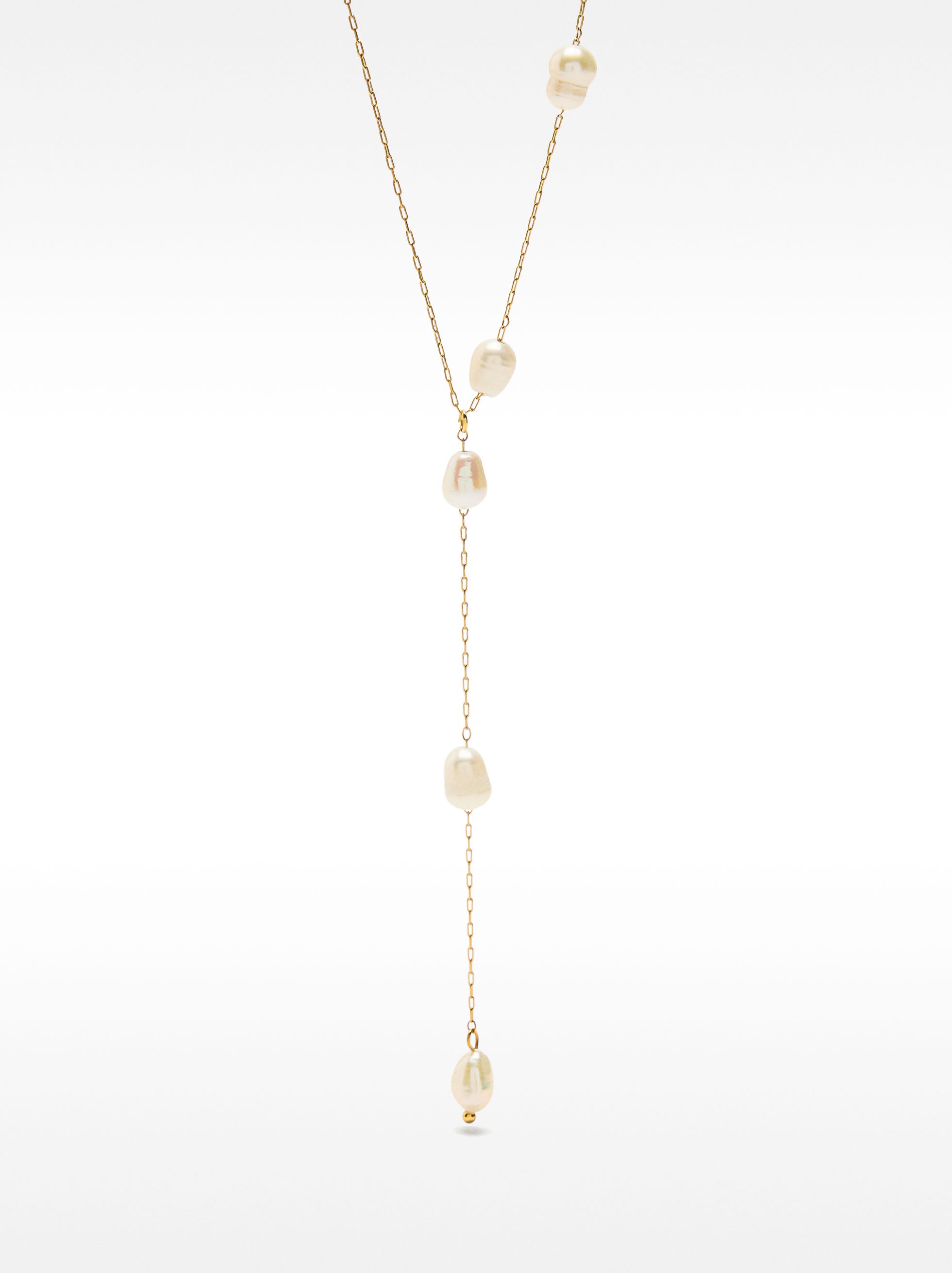 Collar De Perlas De Agua Dulce - Acero Inoxidable