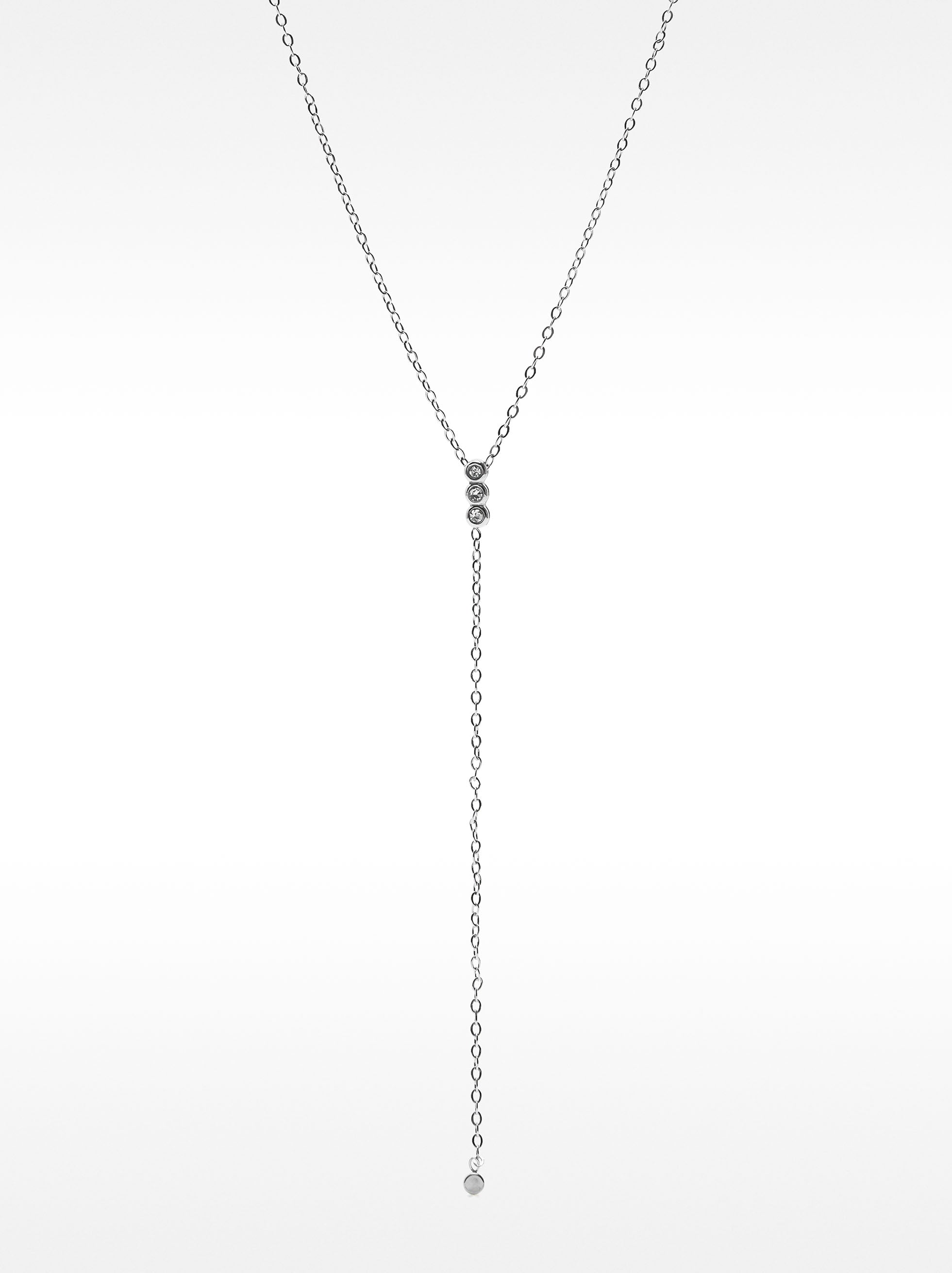 Collar Fino Con Cristales - Acero Inoxidable