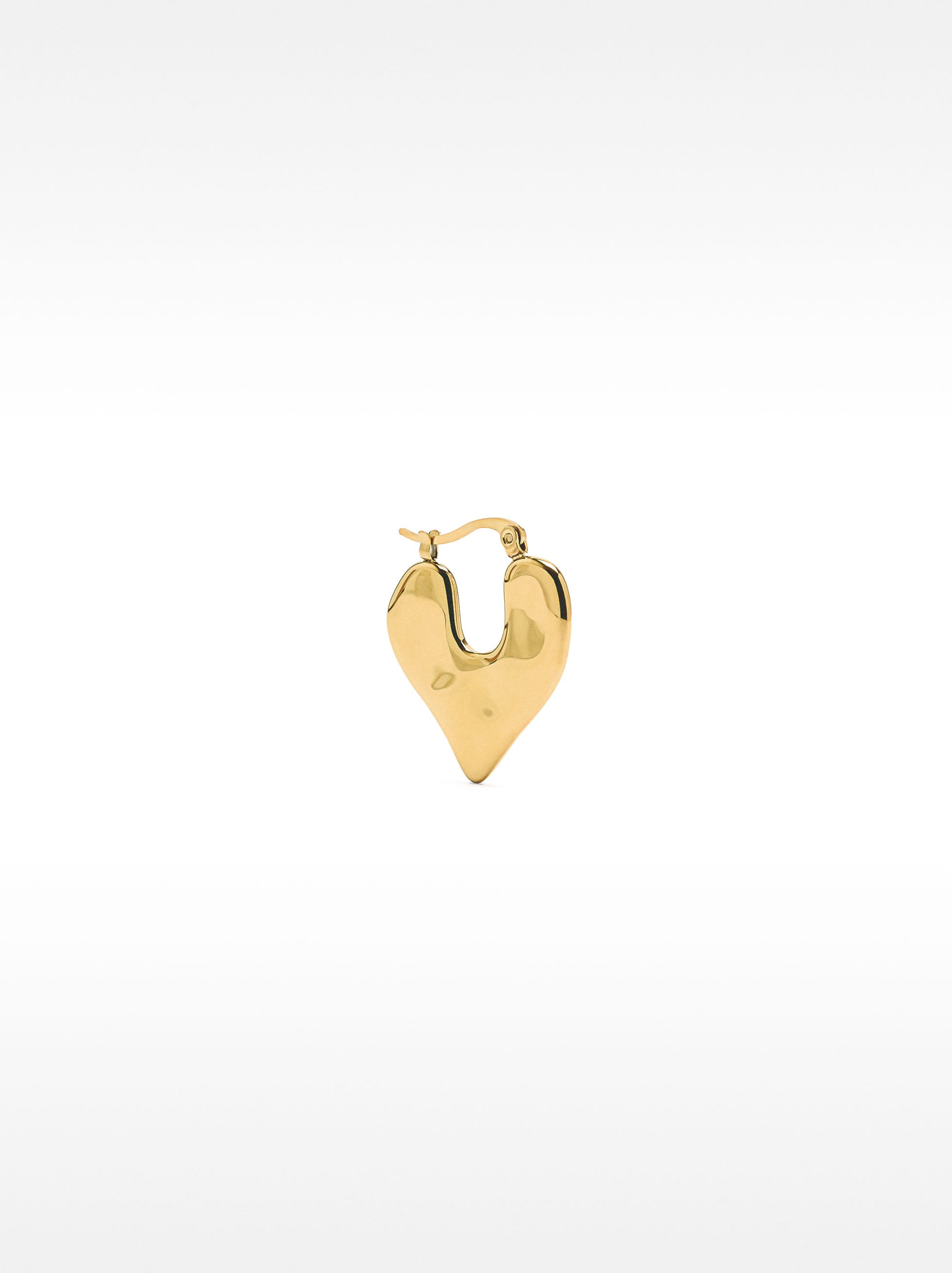 Aretes Individual Con Corazón En Relieve - Acero Inoxidable