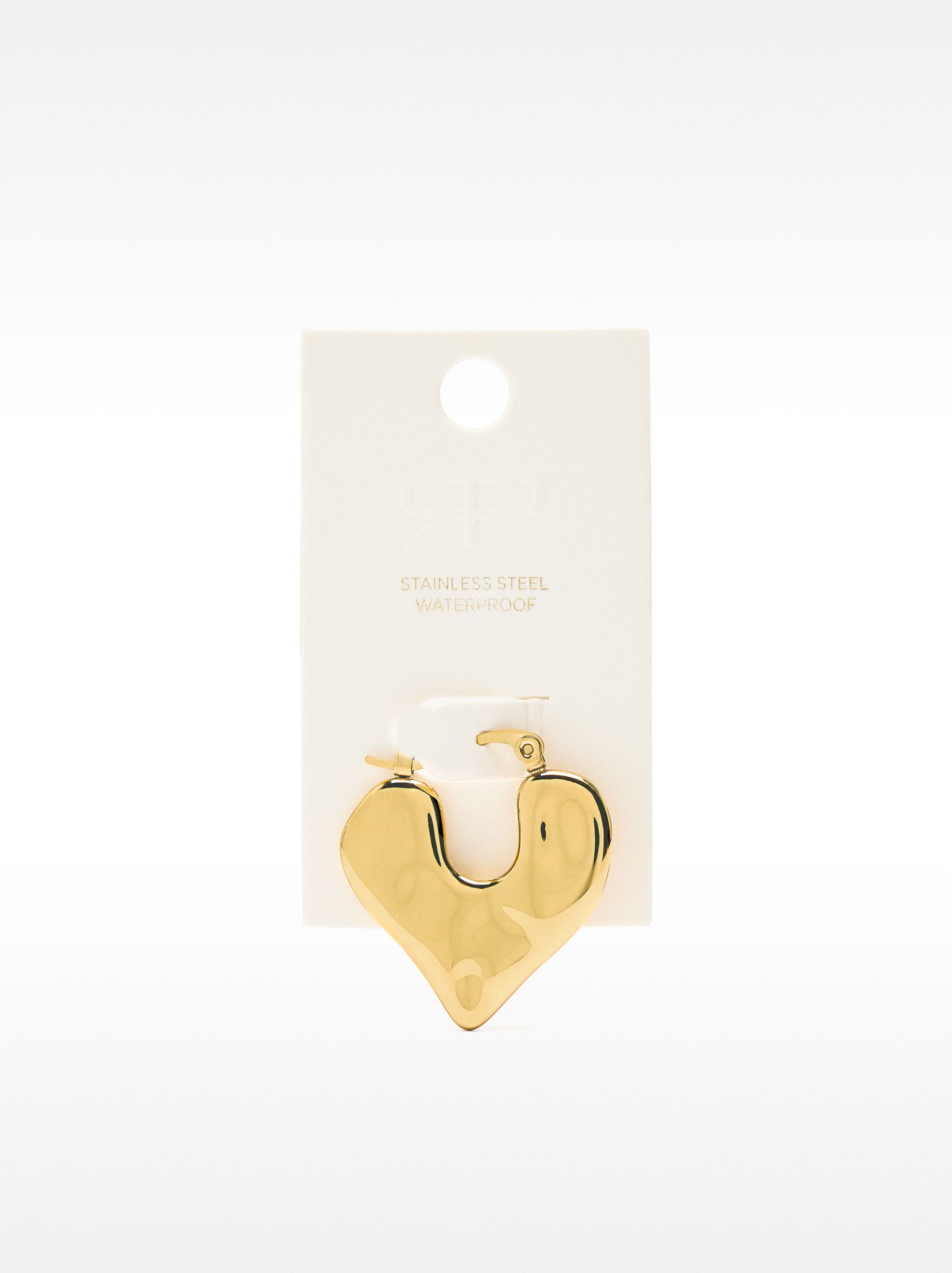 Aretes Individual Con Corazón En Relieve - Acero Inoxidable