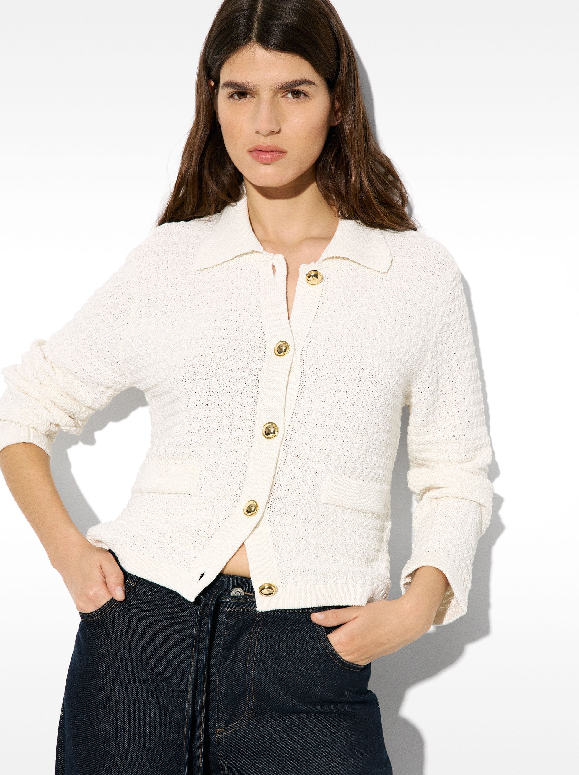 Cárdigan De Punto Con Textura