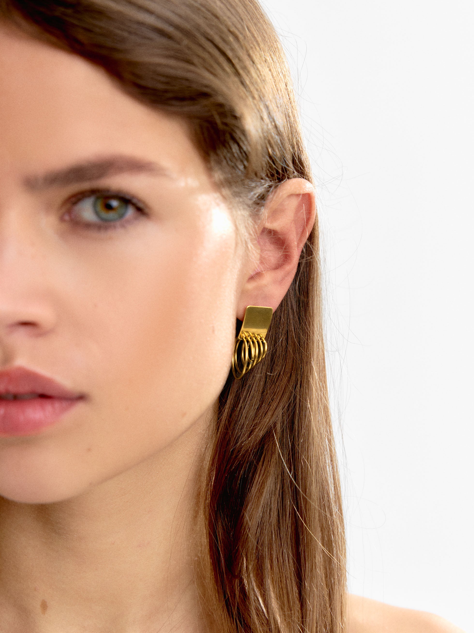 Aretes Individual Cuadrado Aretes - Acero Inoxidable