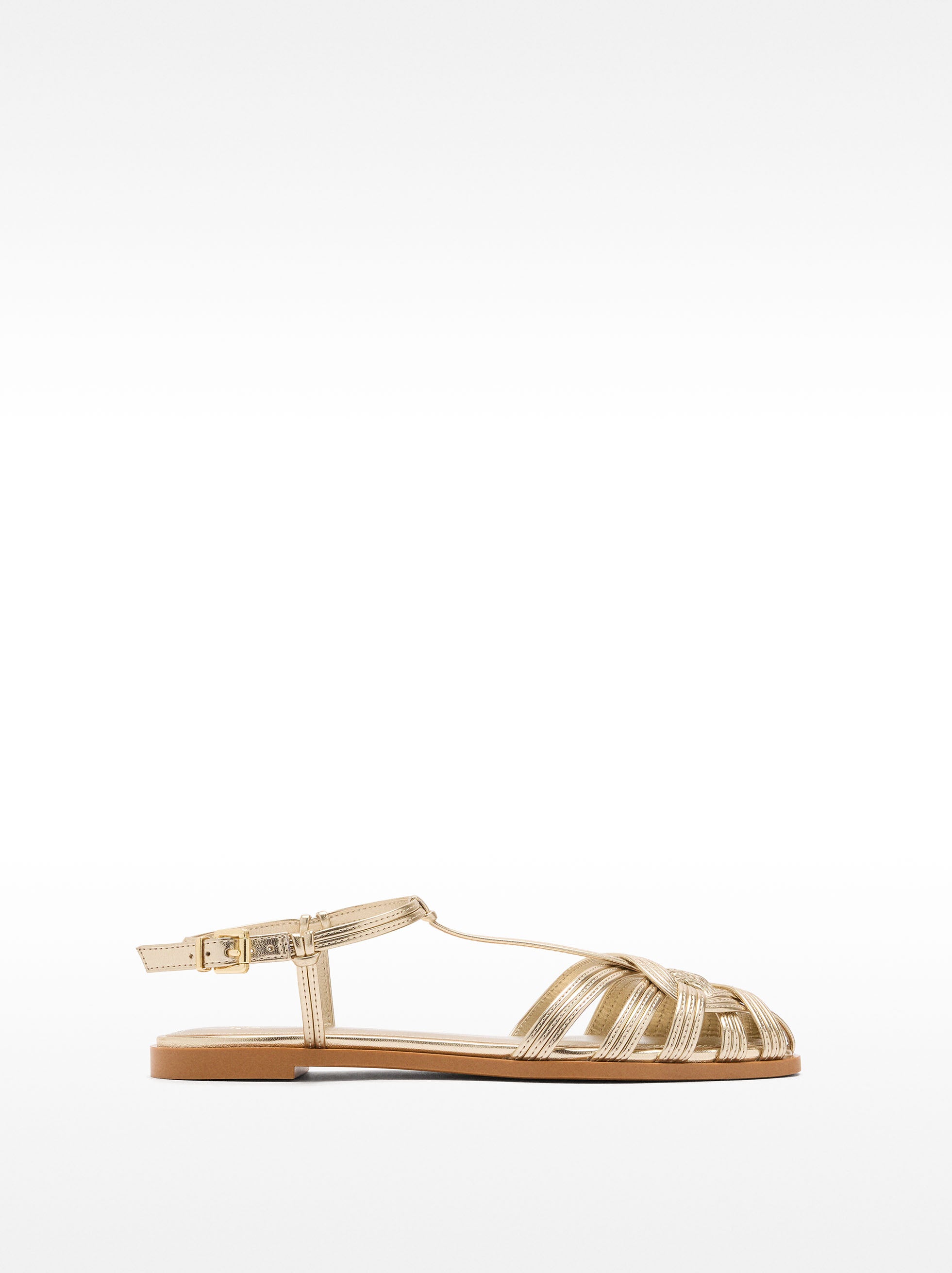 Sandalias Planas Con Tiras Entrelazadas