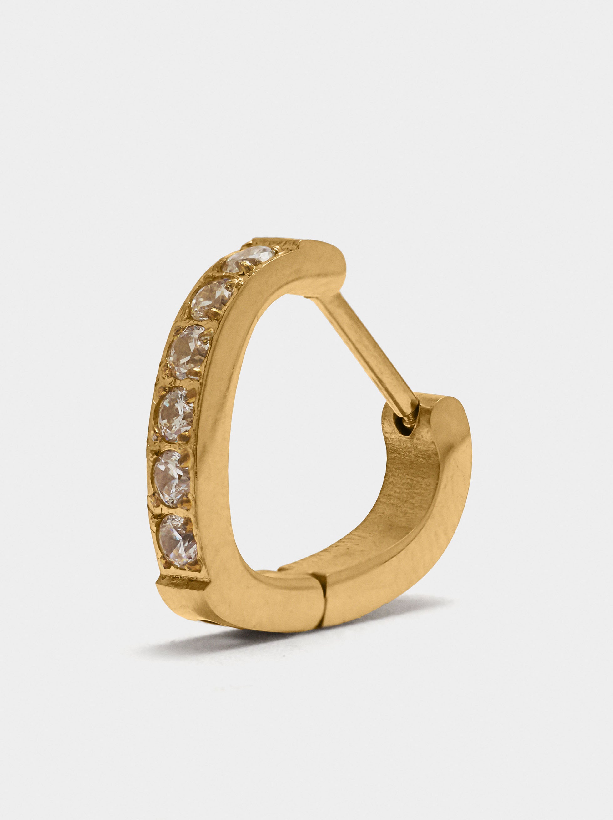 Aro Individual Corazón Y Cristales - Acero Inoxidable