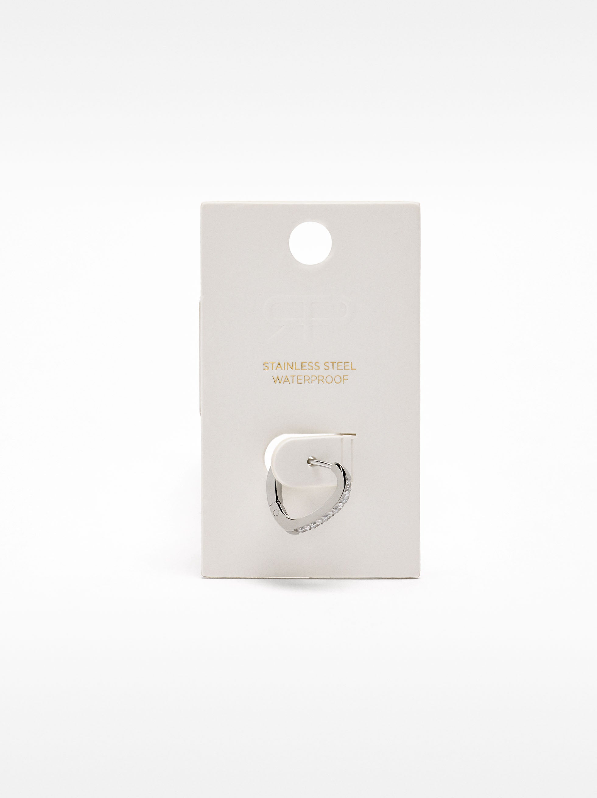 Aro Individual Corazón Y Cristales - Acero Inoxidable