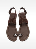 Sandalias De Piel Con Detalle Metálico
