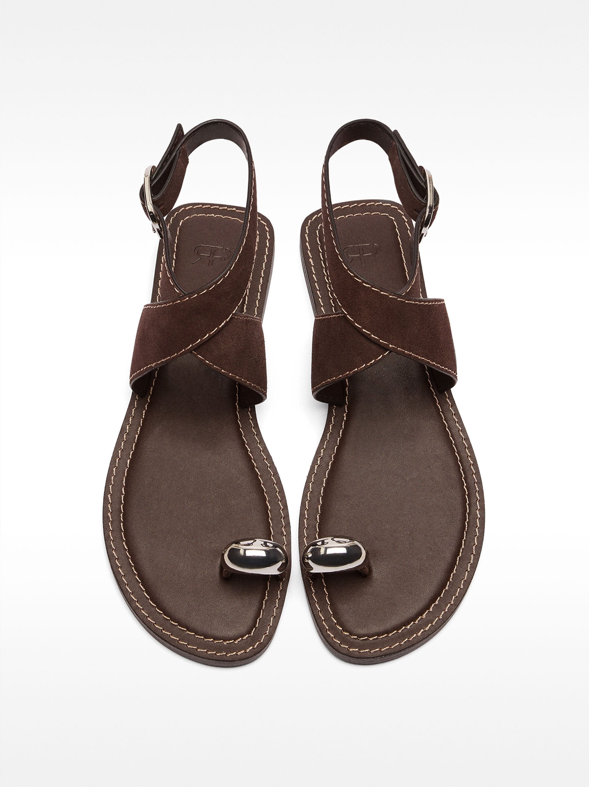 Sandalias De Piel Con Detalle Metálico