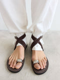 Sandalias De Piel Con Detalle Metálico