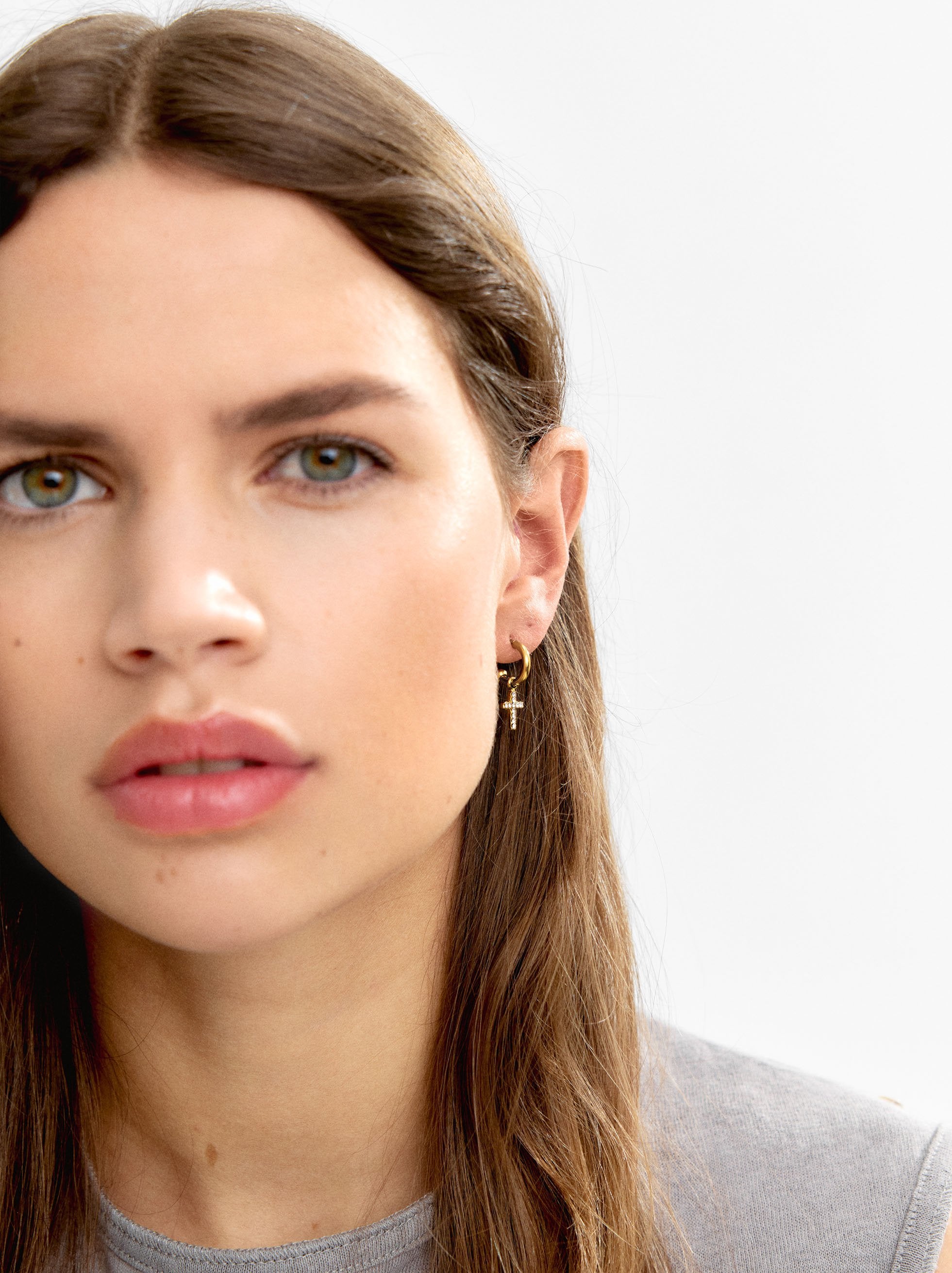 Aro Individual Cruz Cristales - Acero Inoxidable