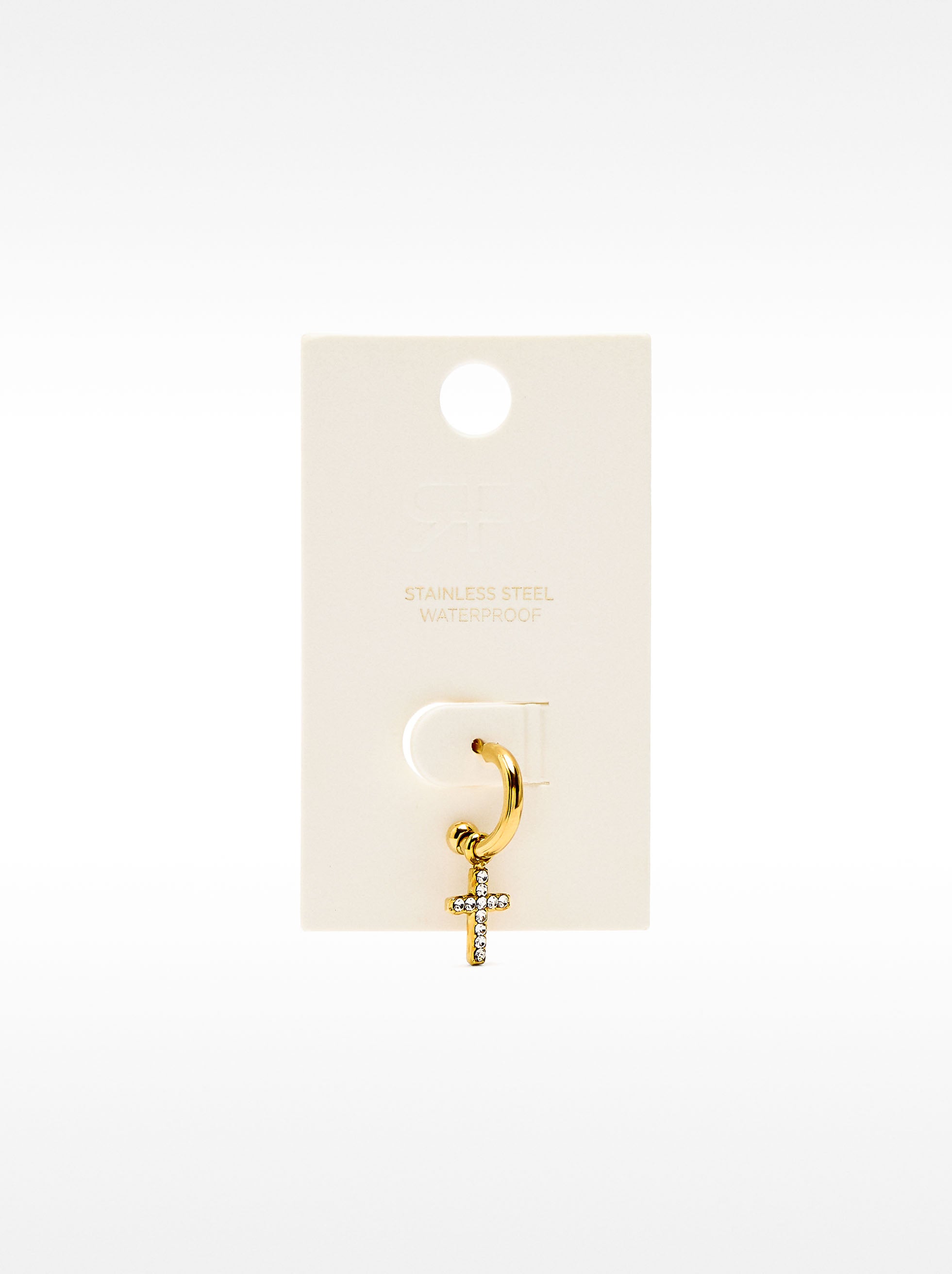 Aro Individual Cruz Cristales - Acero Inoxidable