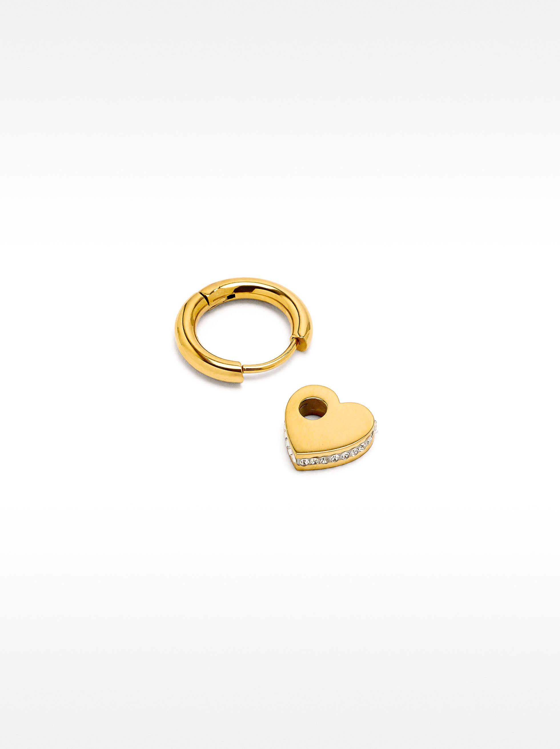 Aro Individual Corazón Y Cristales - Acero Inoxidable