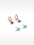 Set De Aretes Ojos Esmaltados