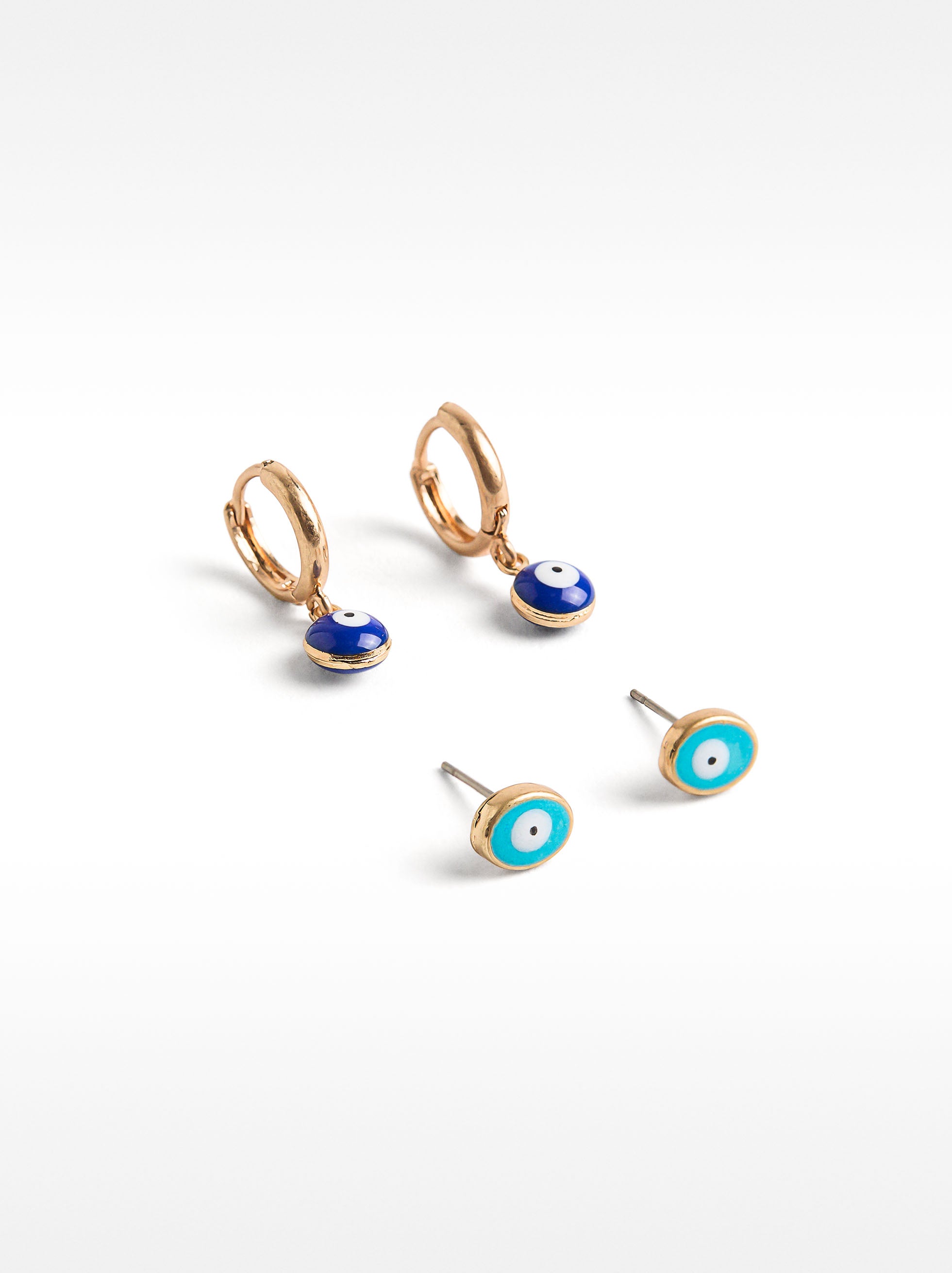 Set De Aretes Ojos Esmaltados