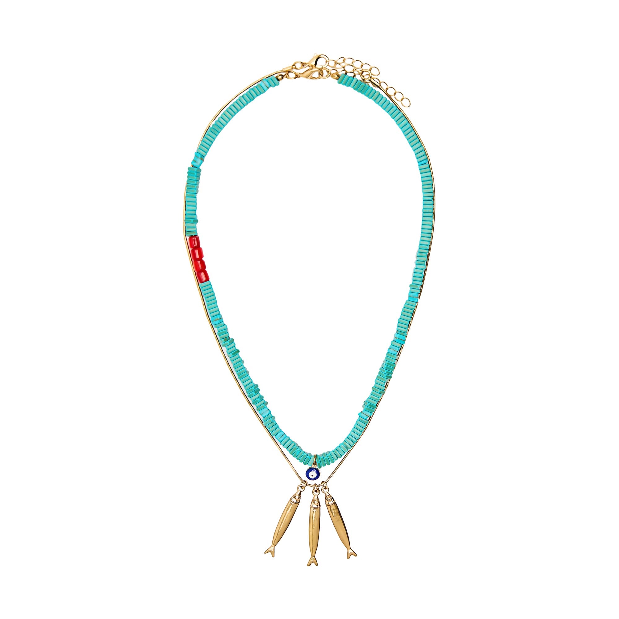 Set De Collares Con Piedras Ojos Y Peces