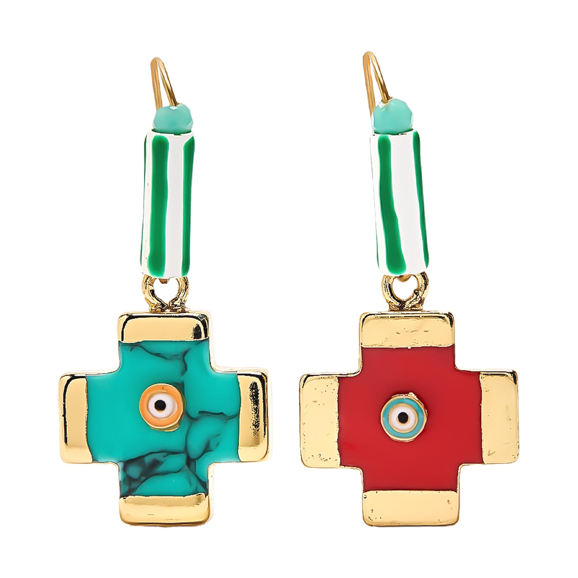 Pendientes De Cruz Esmaltada