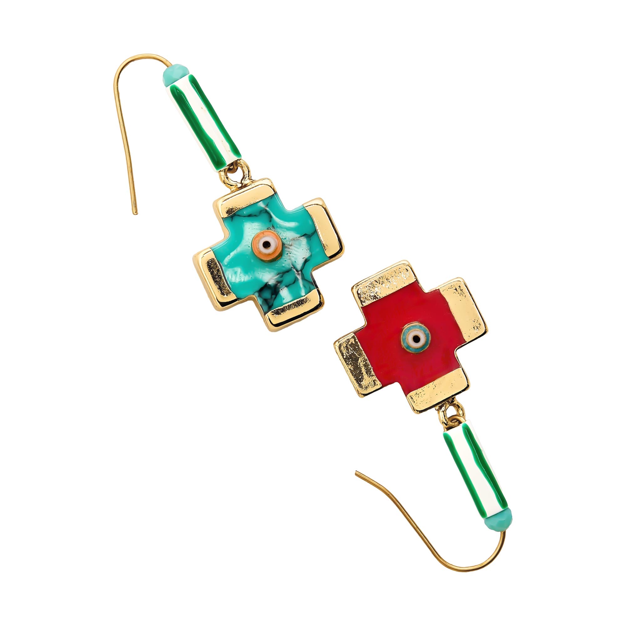 Pendientes De Cruz Esmaltada
