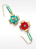 Aretes De Cruz Esmaltada