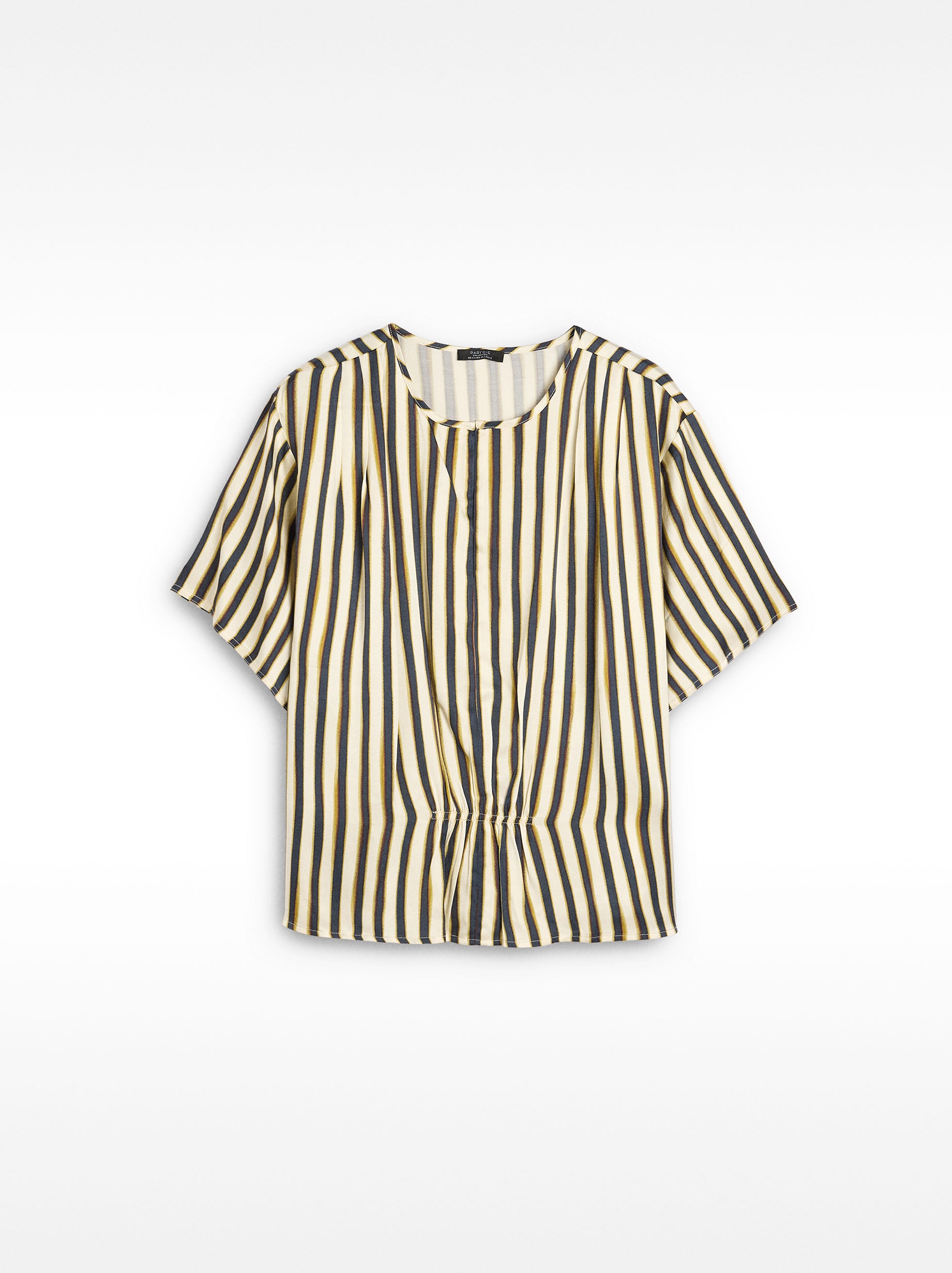 Blusa De Rayas Con Fruncido