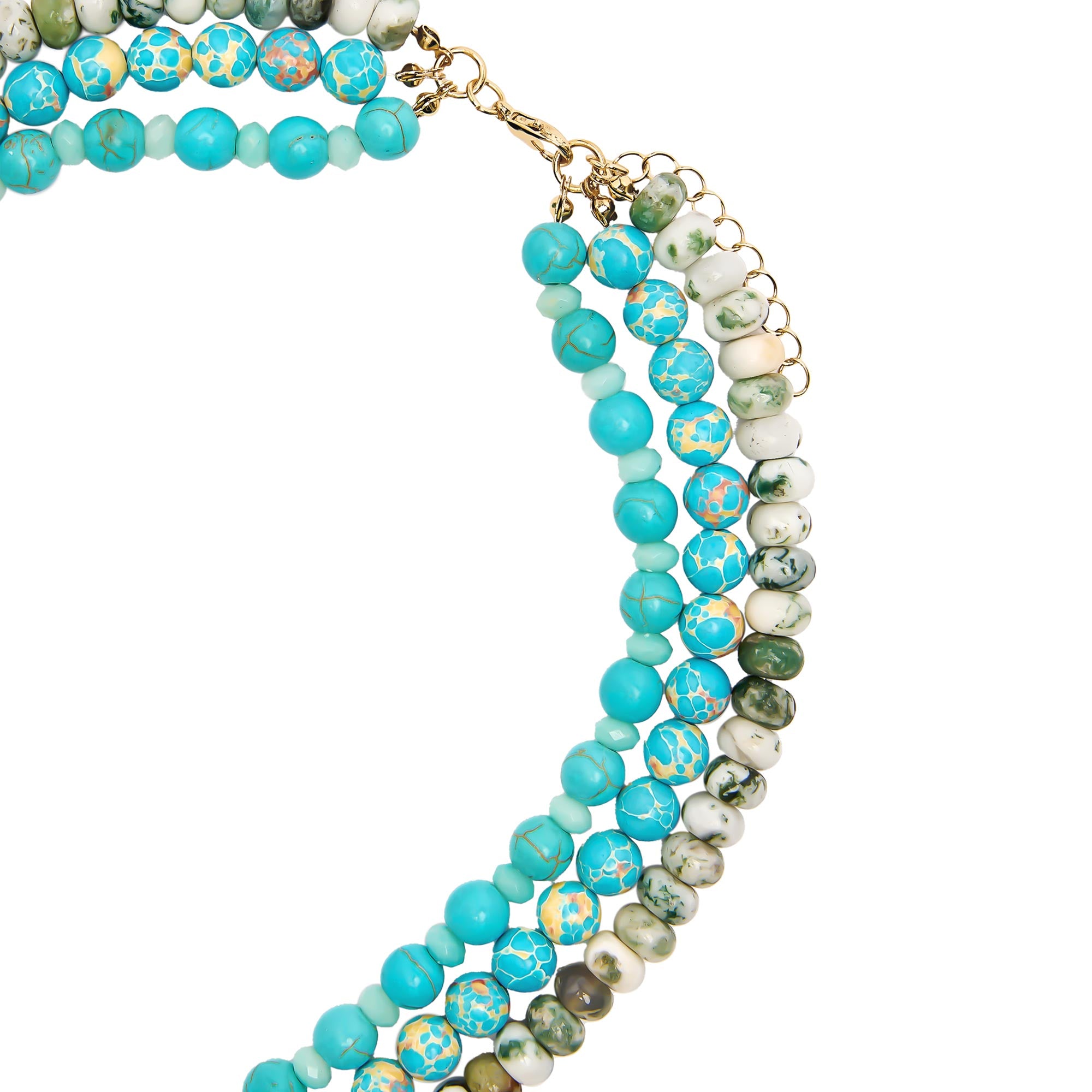 Collar Triple De Cuentas De Piedra
