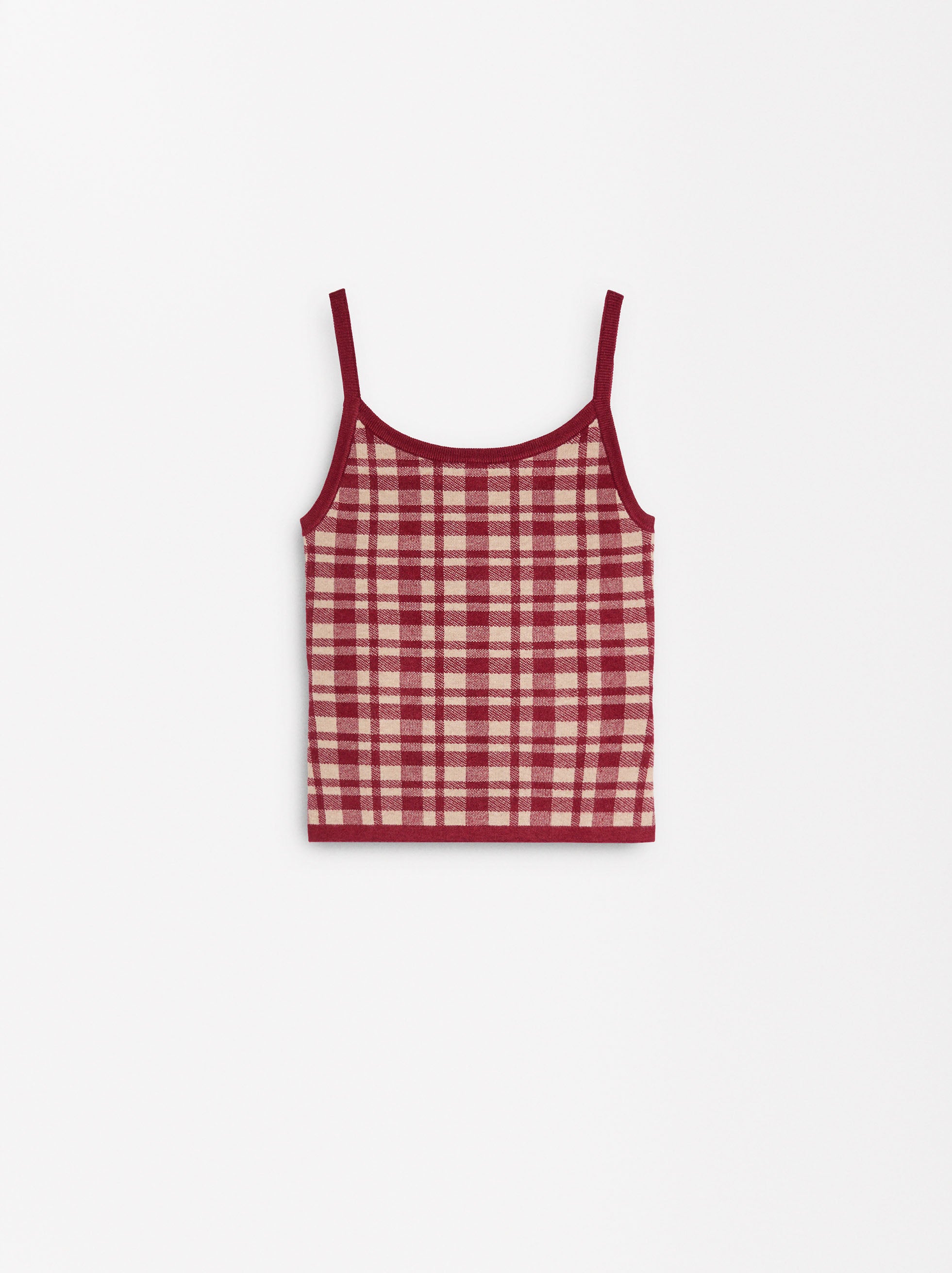 Top De Tirantes De Punto Jacquard Con Cuadros