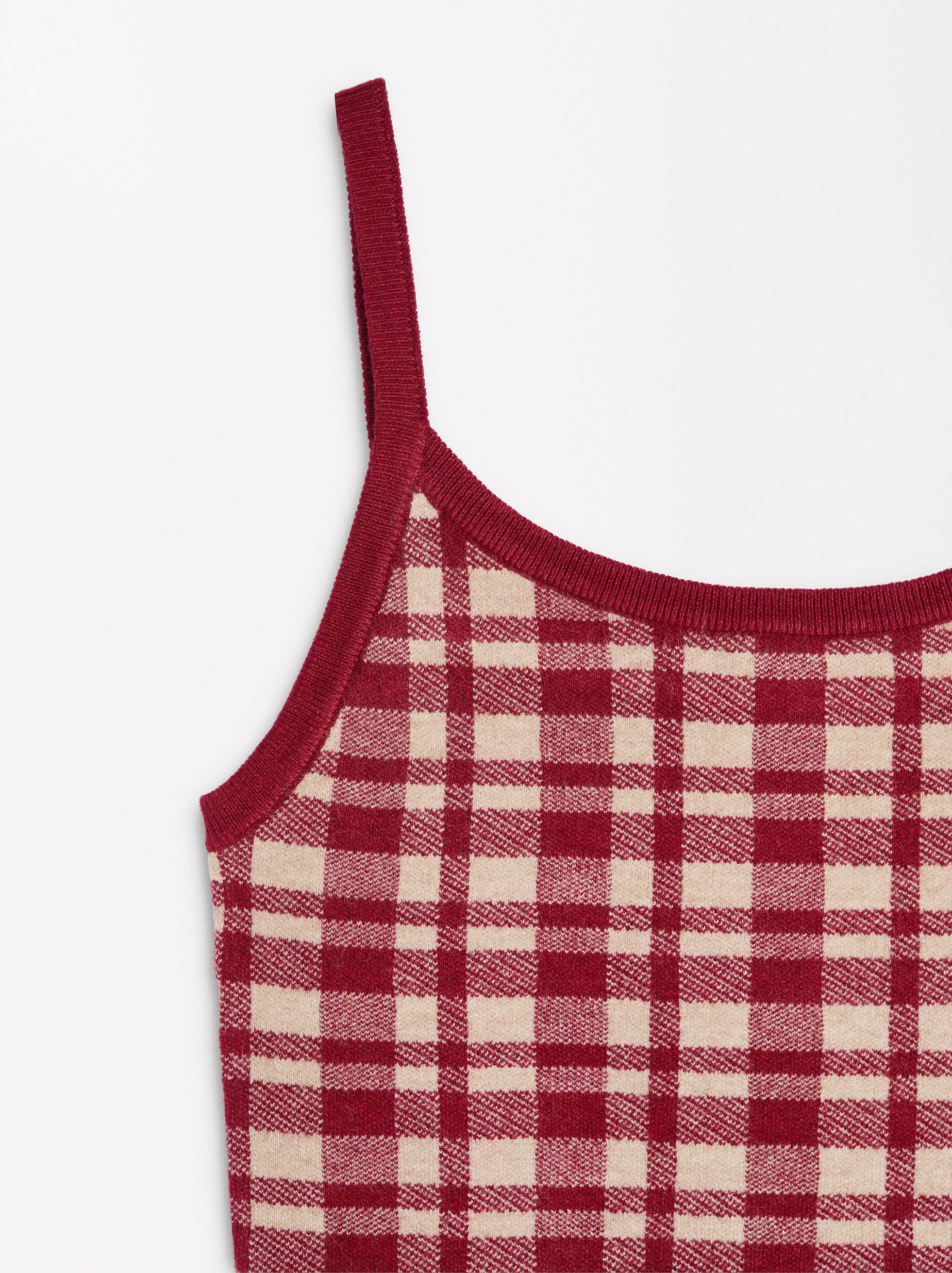Top De Tirantes De Punto Jacquard Con Cuadros