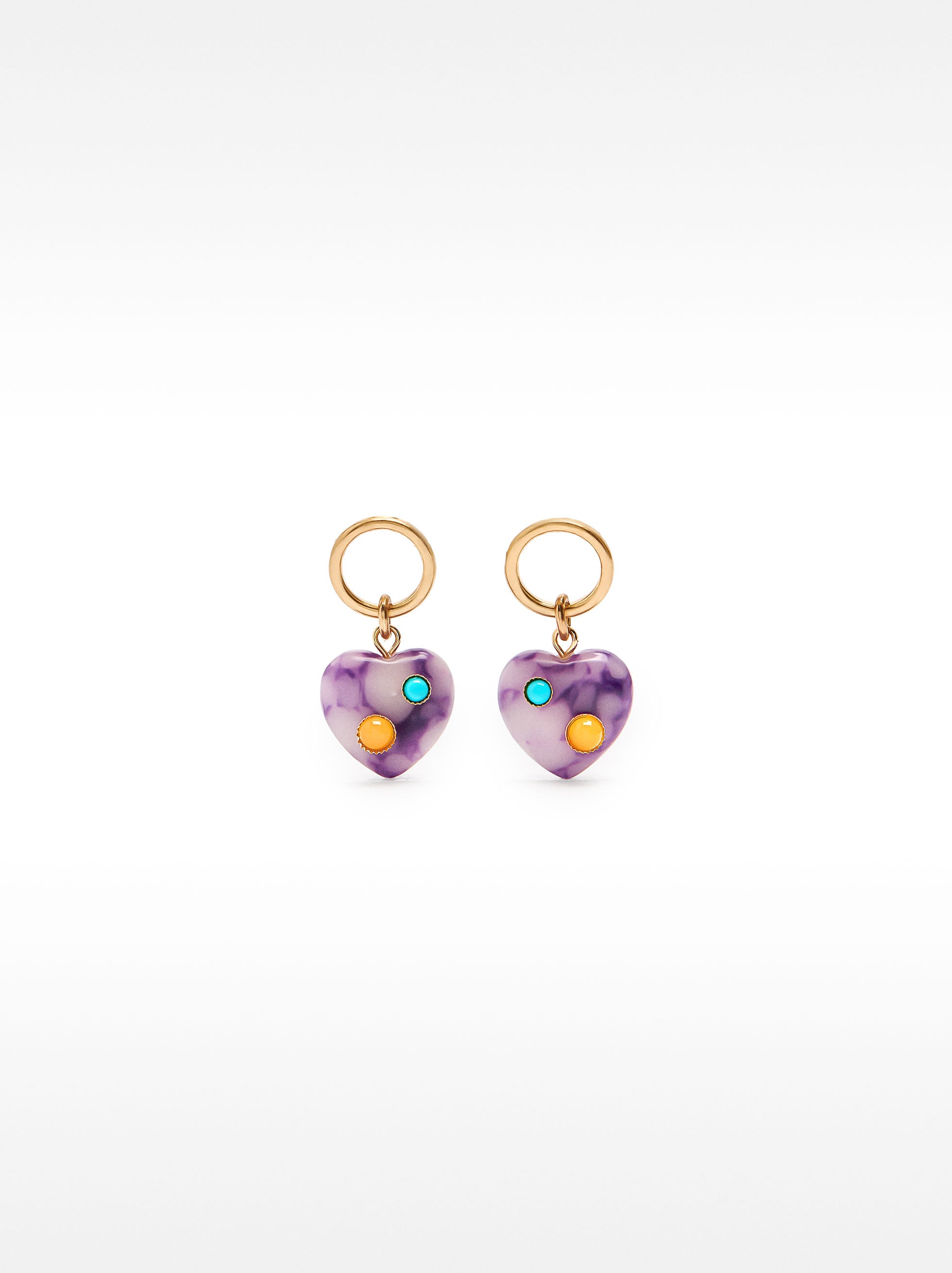 Aretes con Aro y Corazón De Piedra