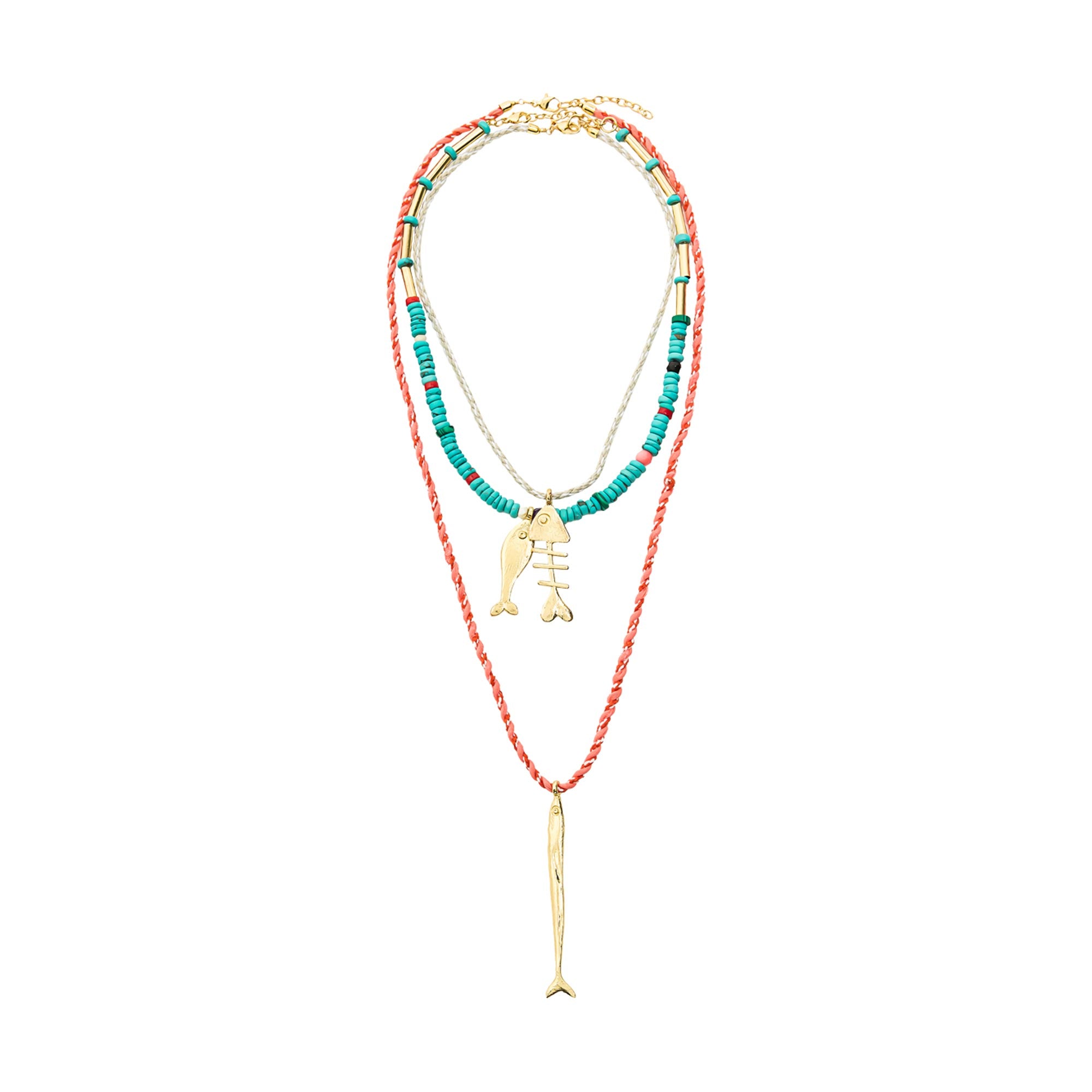 Set De Collares Con Piedras Y Peces