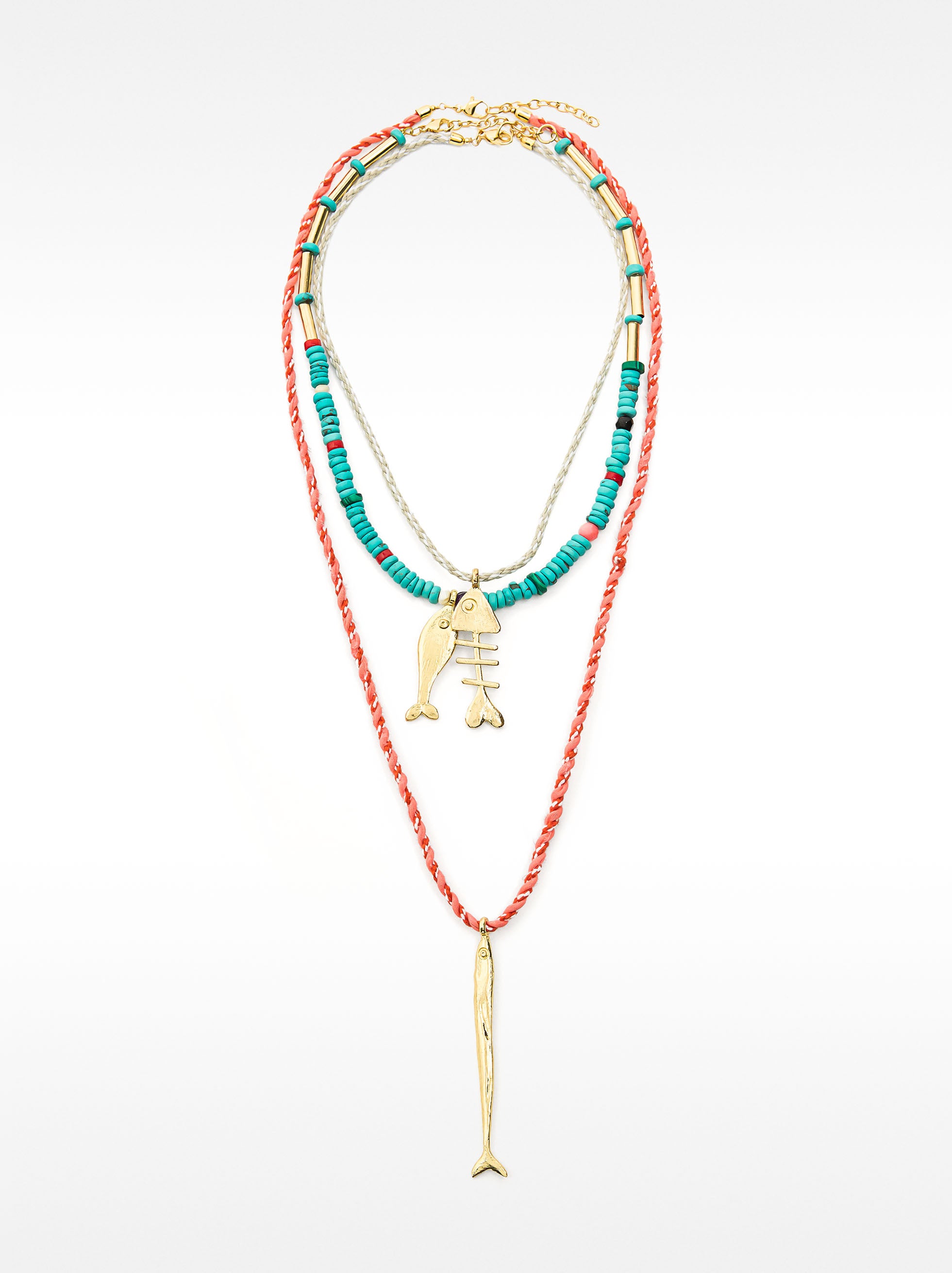 Set De Collares Con Piedras Y Peces