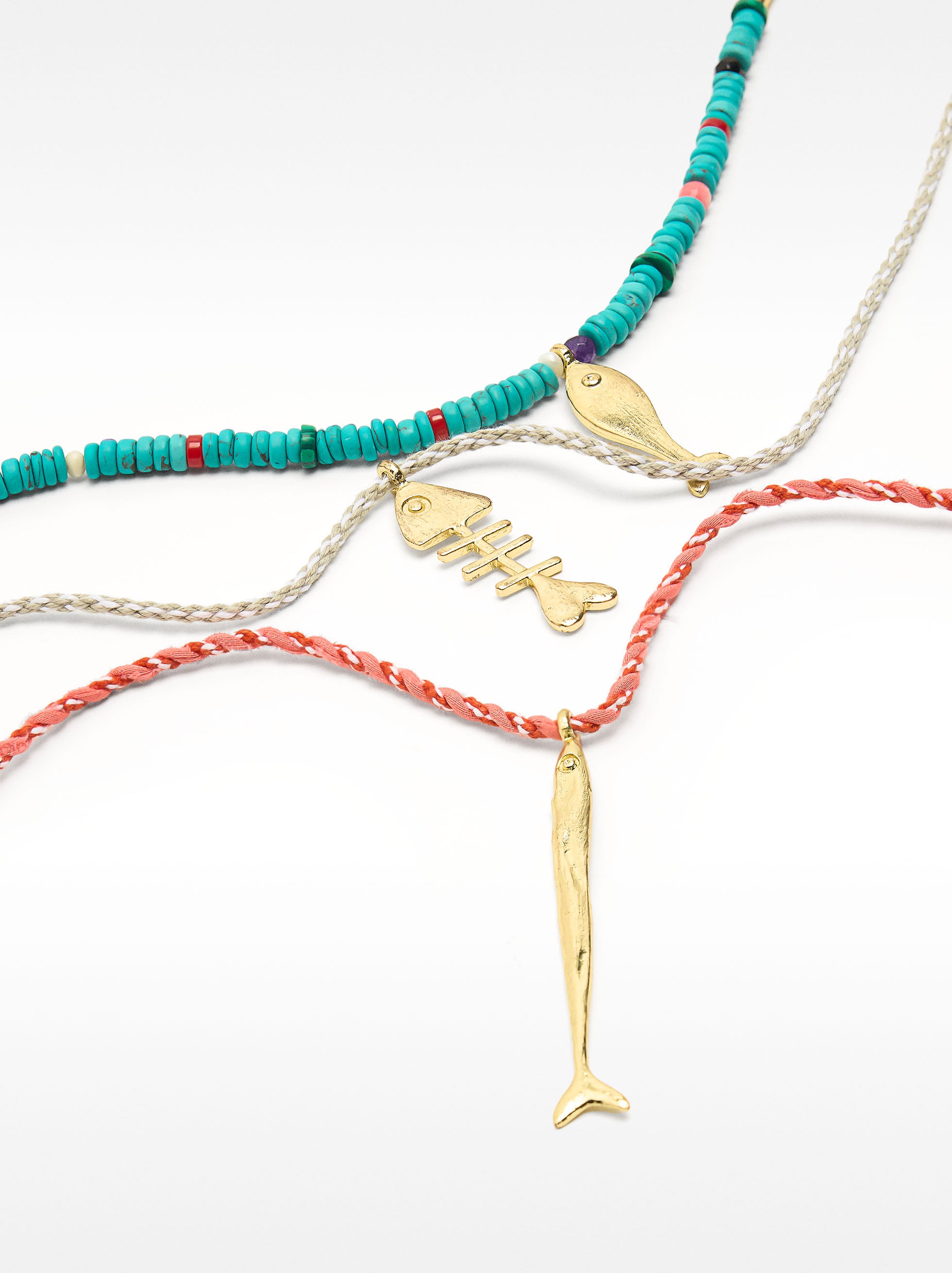 Set De Collares Con Piedras Y Peces