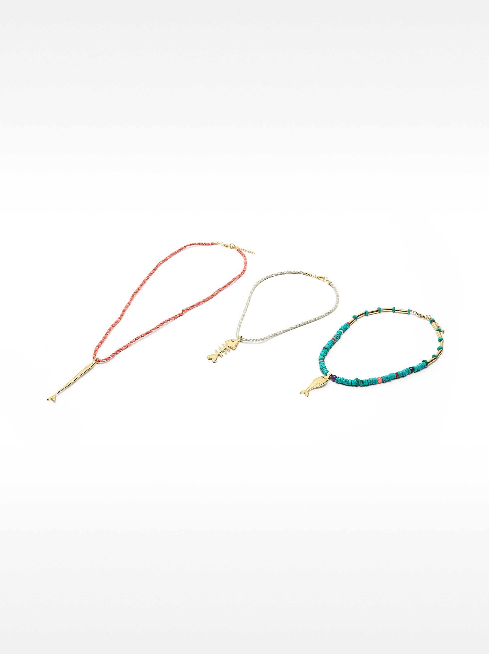 Set De Collares Con Piedras Y Peces