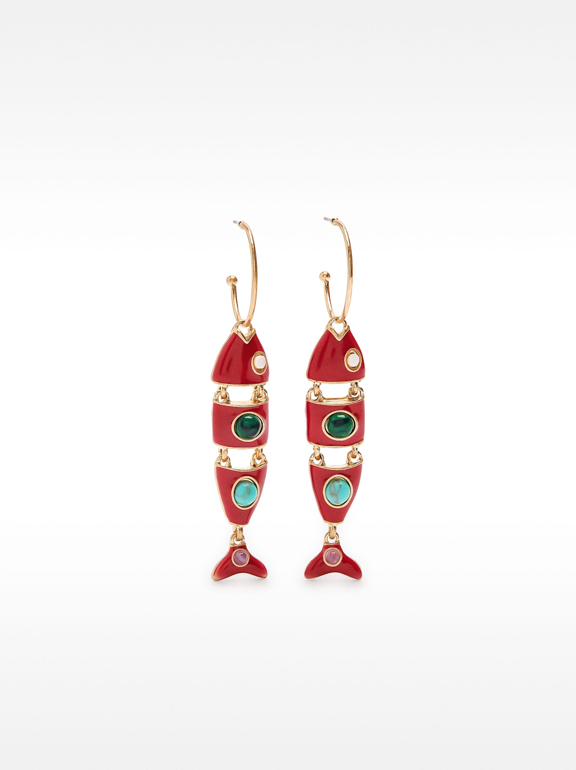 Aretes Abiertos Con Piedras Y Peces