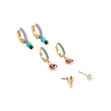 Set De Pendientes Con Piedras Y Esmaltado