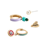 Set De Pendientes Con Piedras Y Esmaltado