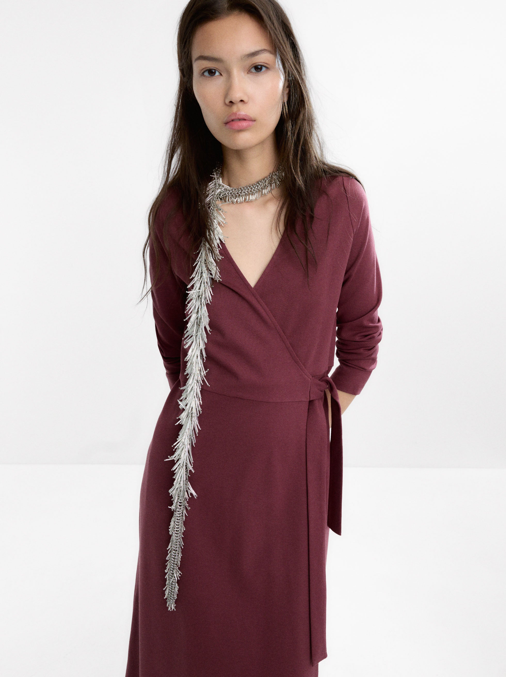 Vestido Midi De Manga Larga