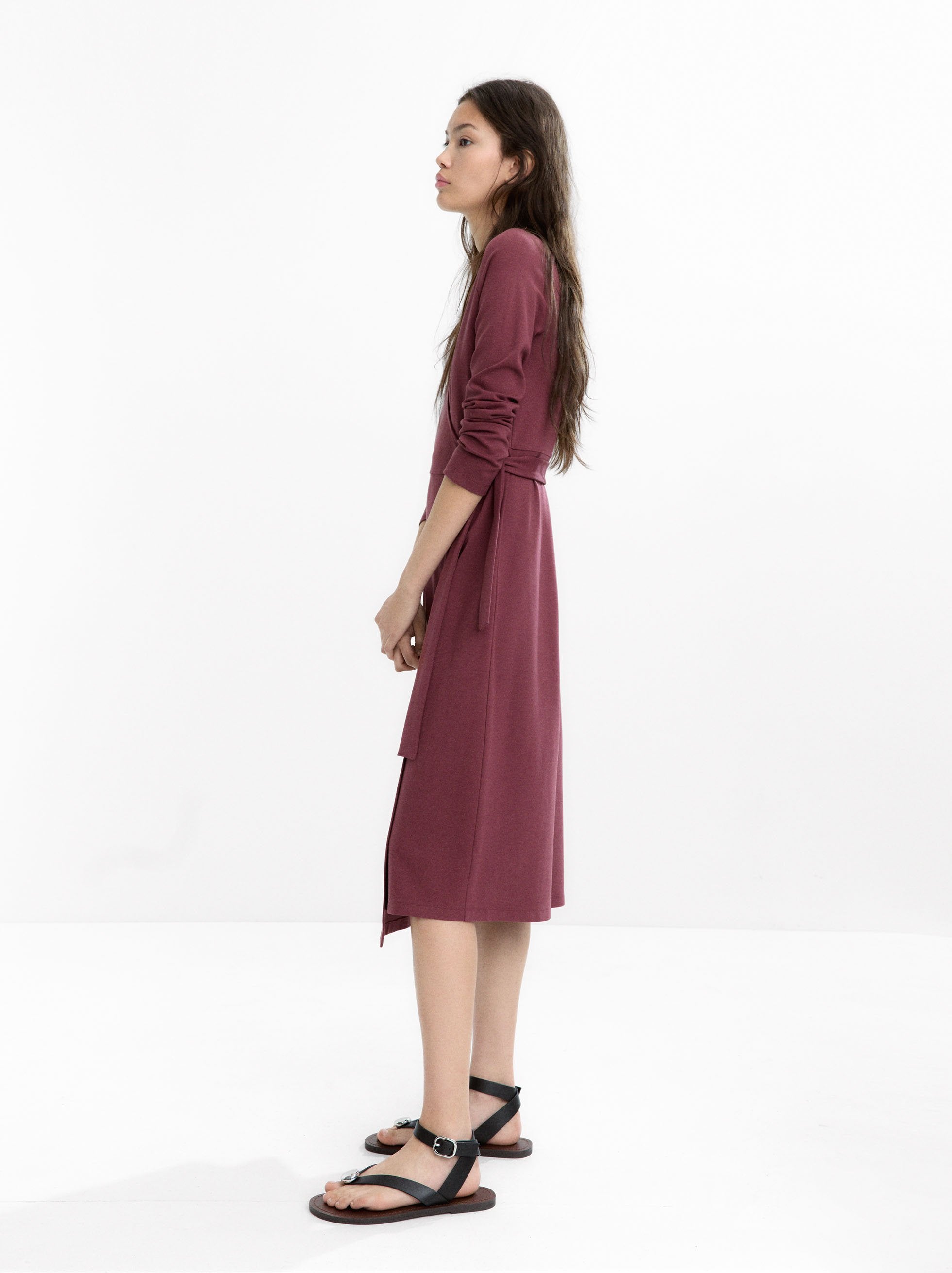 Vestido Midi De Manga Larga