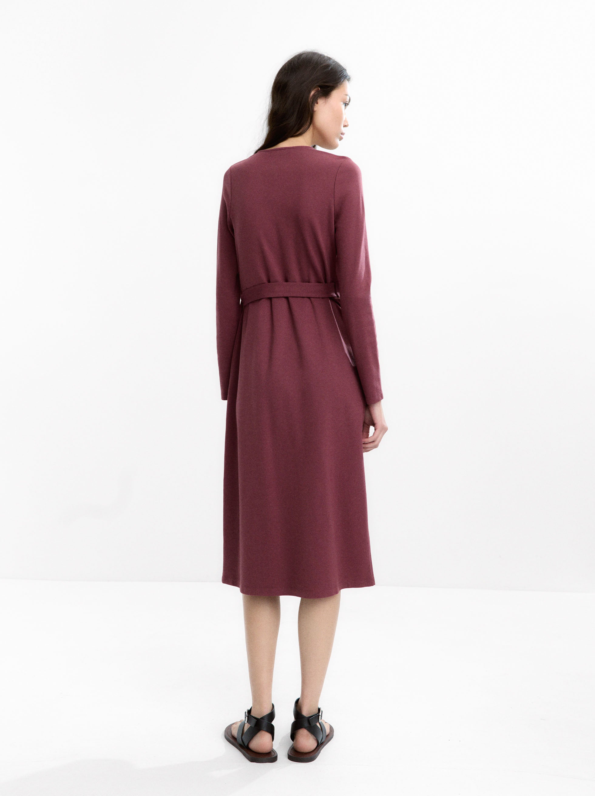 Vestido Midi De Manga Larga