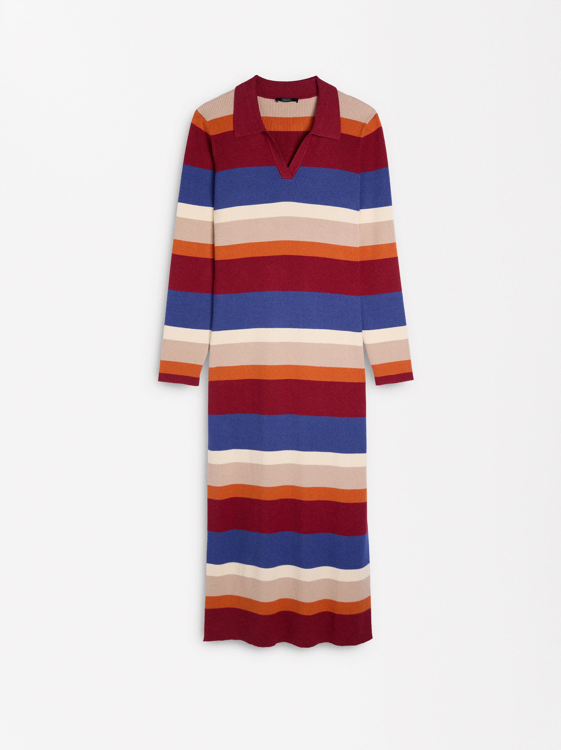 Vestido Midi De Punto A Rayas