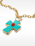Collar De Eslabones Con Cruz De Piedra
